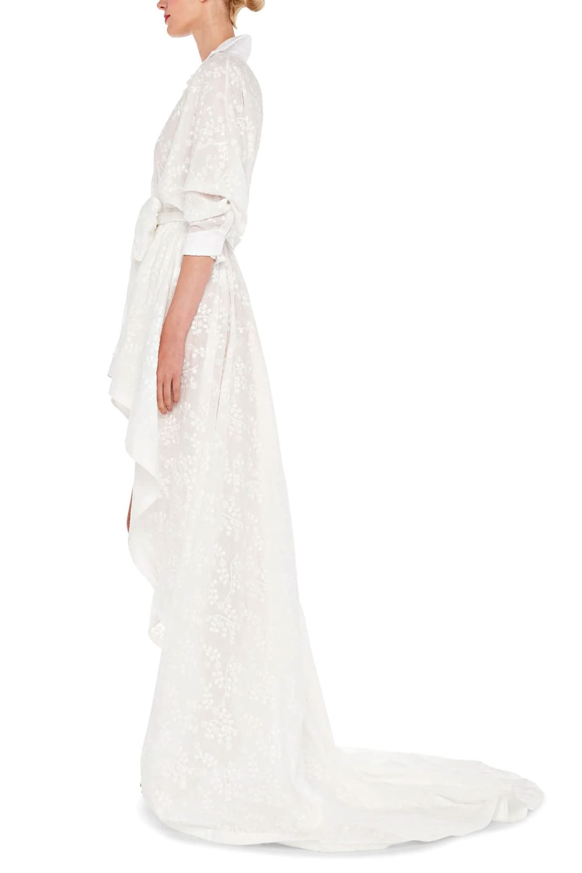 NORMA KAMALI ΦΟΡΕΜΑ HI LOW SUPER OS BF SHIRT FLARED GOWN ΚΕΝΤΗΜΑ ΛΕΥΚΟ