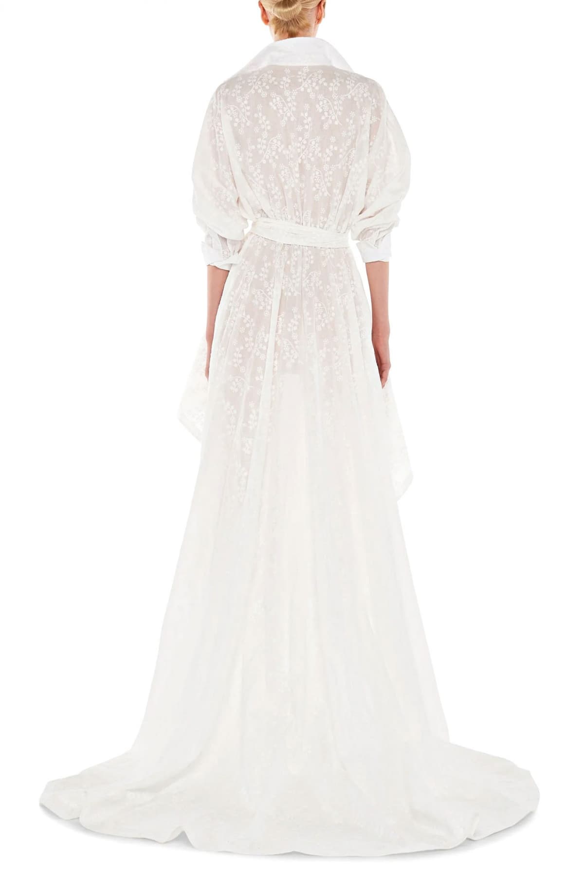 NORMA KAMALI ΦΟΡΕΜΑ HI LOW SUPER OS BF SHIRT FLARED GOWN ΚΕΝΤΗΜΑ ΛΕΥΚΟ