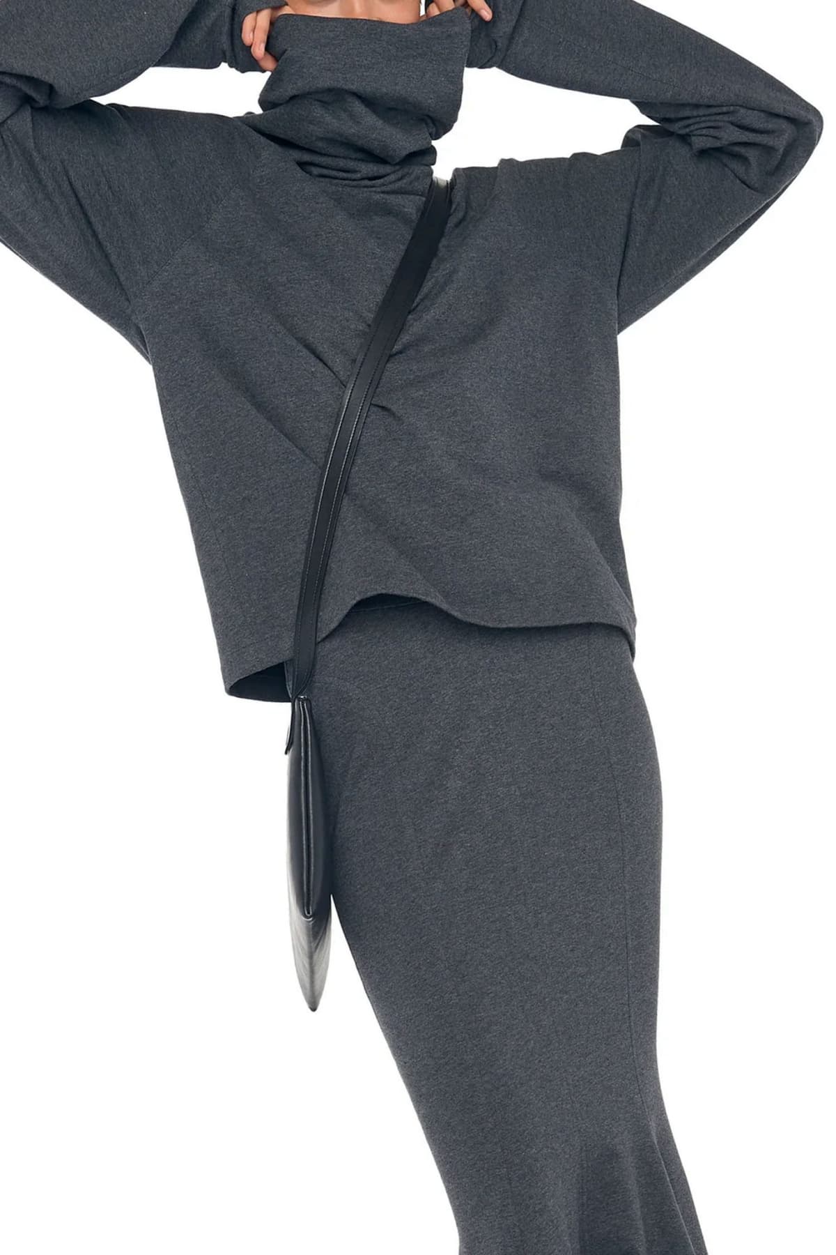 NORMA KAMALI ΦΟΥΤΕΡ OVERSIZED TURTLENECK RAGLAN ΣΚΟΥΡΟ ΓΚΡΙ