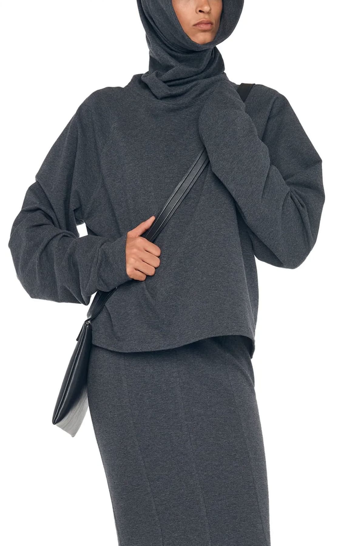 NORMA KAMALI ΦΟΥΤΕΡ OVERSIZED TURTLENECK RAGLAN ΣΚΟΥΡΟ ΓΚΡΙ