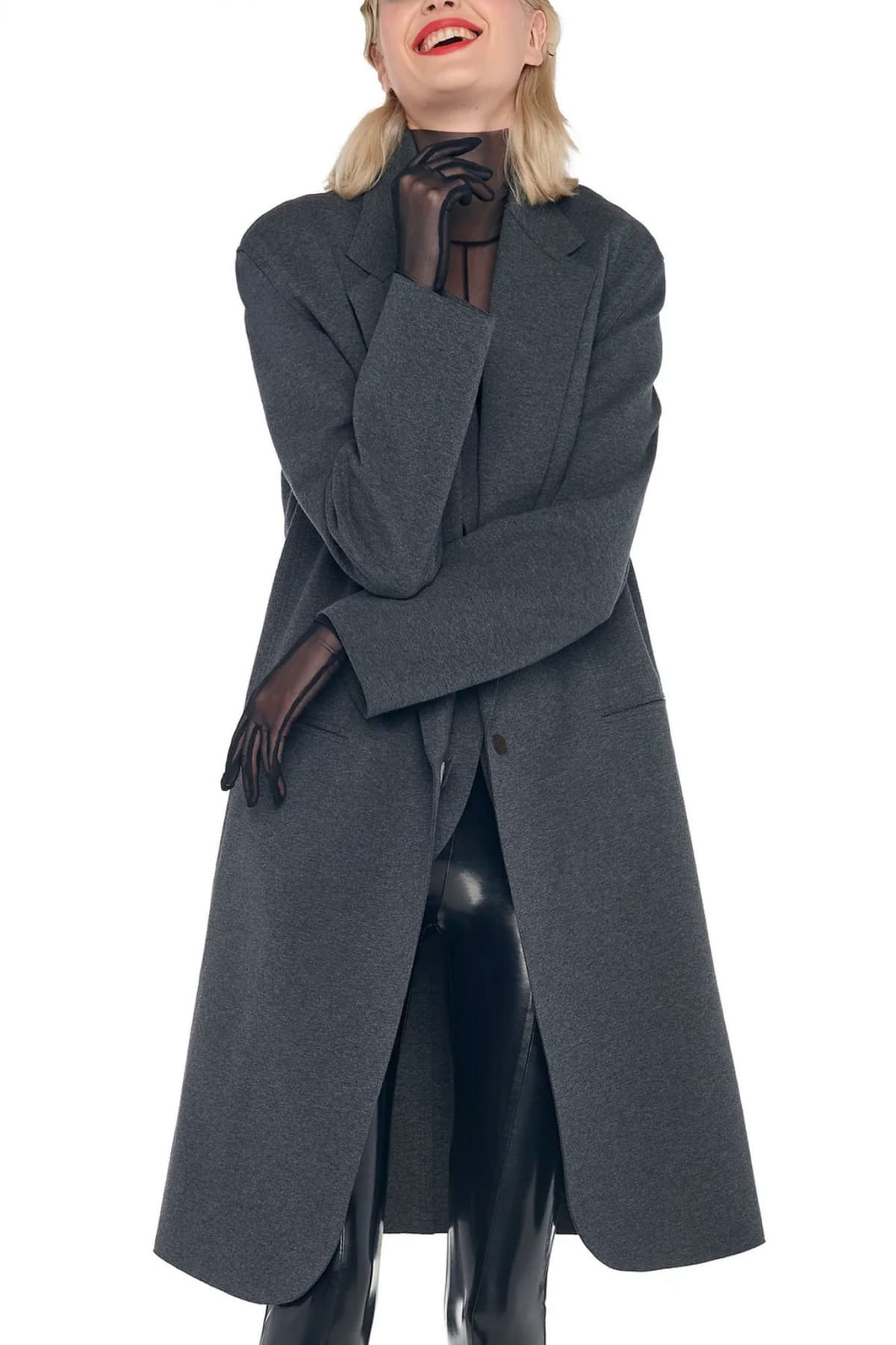 NORMA KAMALI ΠΑΛΤΟ OVERSIZED SINGLE BREASTED ΓΚΡΙ