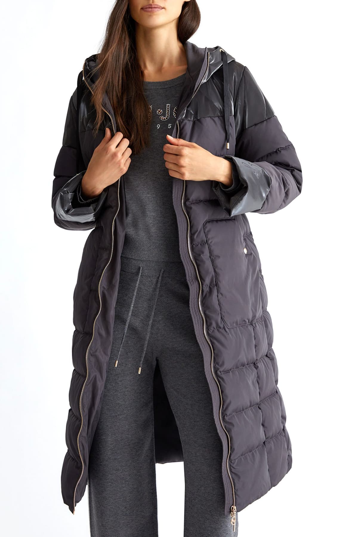 LIU-JO ΜΠΟΥΦΑΝ ΦΟΥΣΚΩΤΟ ΤΣΕΠΕΣ ΚΟΥΚΟΥΛΑ ΖΩΝΗ ΕΝΣΩΜΑΤΩΜΕΝΗ ΣΚΟΥΡΟ ΓΚΡΙ