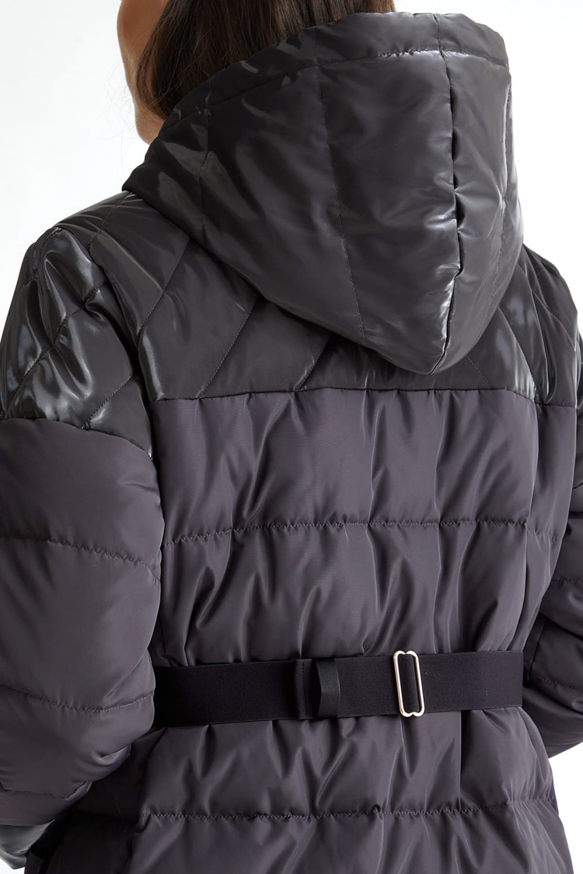 LIU-JO ΜΠΟΥΦΑΝ ΦΟΥΣΚΩΤΟ ΤΣΕΠΕΣ ΚΟΥΚΟΥΛΑ ΖΩΝΗ ΕΝΣΩΜΑΤΩΜΕΝΗ ΣΚΟΥΡΟ ΓΚΡΙ