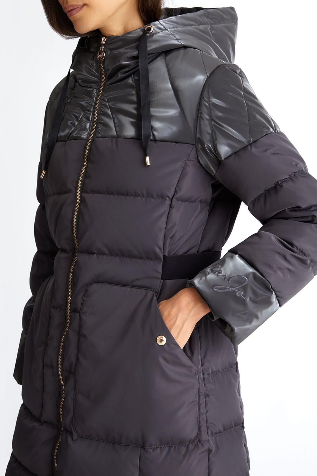 LIU-JO ΜΠΟΥΦΑΝ ΦΟΥΣΚΩΤΟ ΤΣΕΠΕΣ ΚΟΥΚΟΥΛΑ ΖΩΝΗ ΕΝΣΩΜΑΤΩΜΕΝΗ ΣΚΟΥΡΟ ΓΚΡΙ