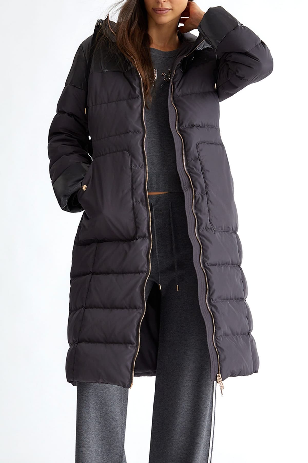 LIU-JO ΜΠΟΥΦΑΝ ΦΟΥΣΚΩΤΟ ΤΣΕΠΕΣ ΚΟΥΚΟΥΛΑ ΖΩΝΗ ΕΝΣΩΜΑΤΩΜΕΝΗ ΣΚΟΥΡΟ ΓΚΡΙ