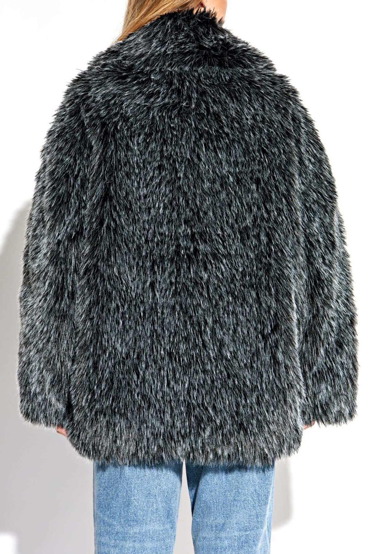 MICHAEL KORS ΠΑΛΤΟ FAUX FUR ΜΑΥΡΟ-ΓΚΡΙ