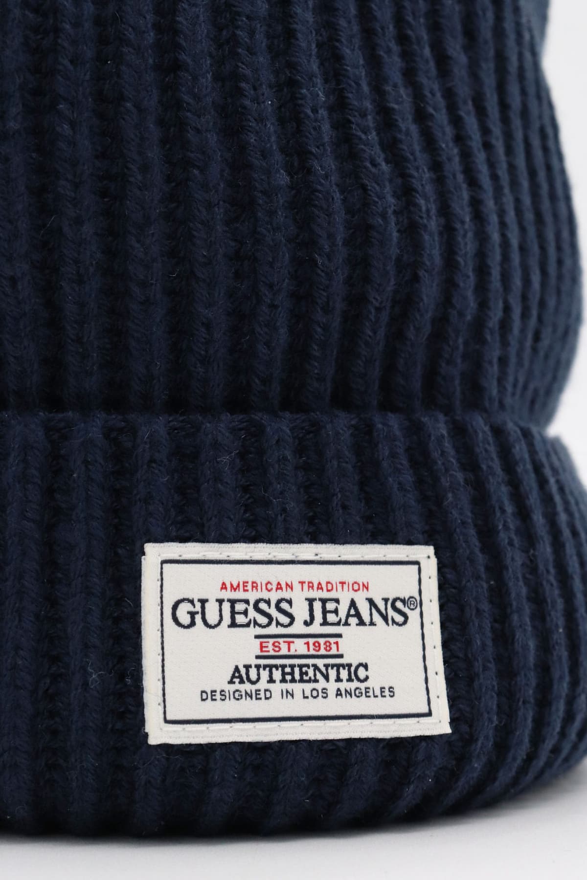 GUESS ΣΚΟΥΦΟΣ ΠΛΕΚΤΟ UNISEX LOGO ΣΚΟΥΡΟ ΜΠΛΕ