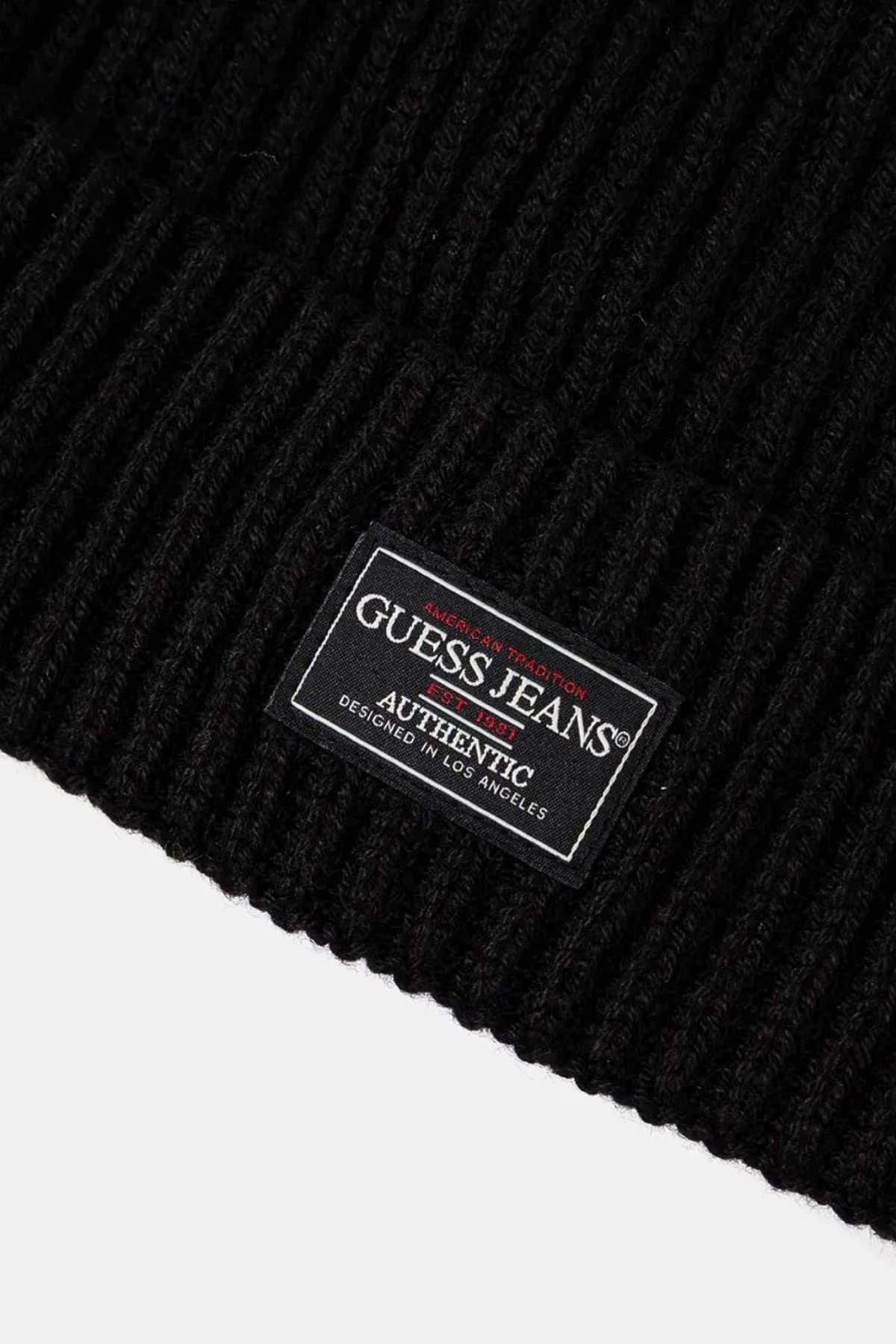 GUESS ΣΚΟΥΦΟΣ ΠΛΕΚΤΟ UNISEX LOGO ΜΑΥΡΟ