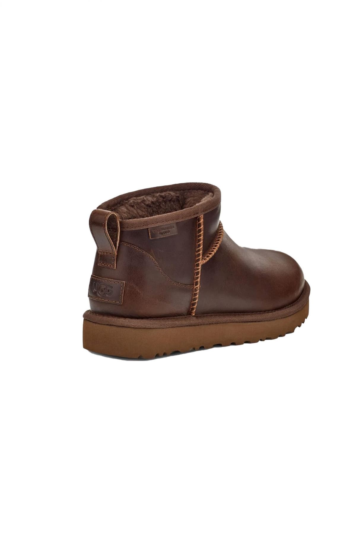 UGG ΠΑΠΟΥΤΣΙΑ ΜΠΟΤΑΚΙA CLASSIC ULTRA MINI LTHR REGEN LOGO KAΦΕ ΣΚΟΥΡΟ