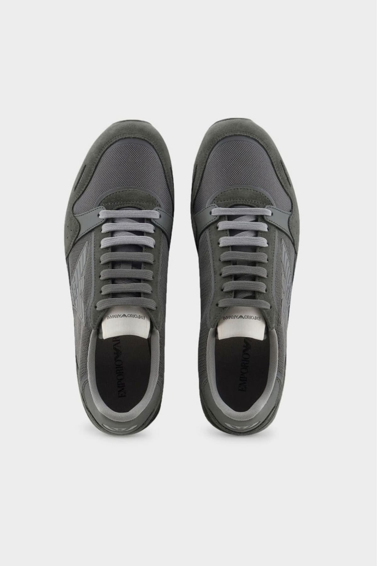 EMPORIO ARMANI ΠΑΠΟΥΤΣΙΑ SNEAKERS LOGO ΧΑΚΙ