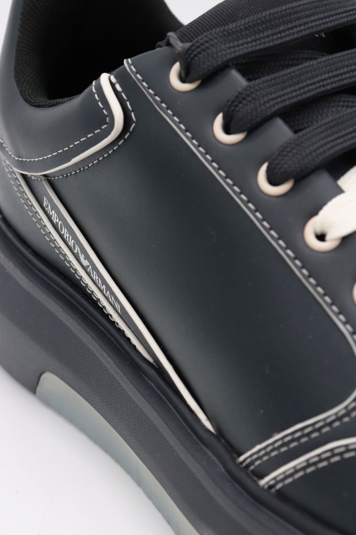 EMPORIO ARMANI ΠΑΠΟΥΤΣΙΑ SNEAKERS LOGO ΜΠΛΕ