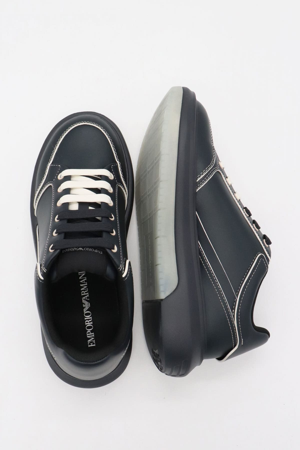 EMPORIO ARMANI ΠΑΠΟΥΤΣΙΑ SNEAKERS LOGO ΜΠΛΕ