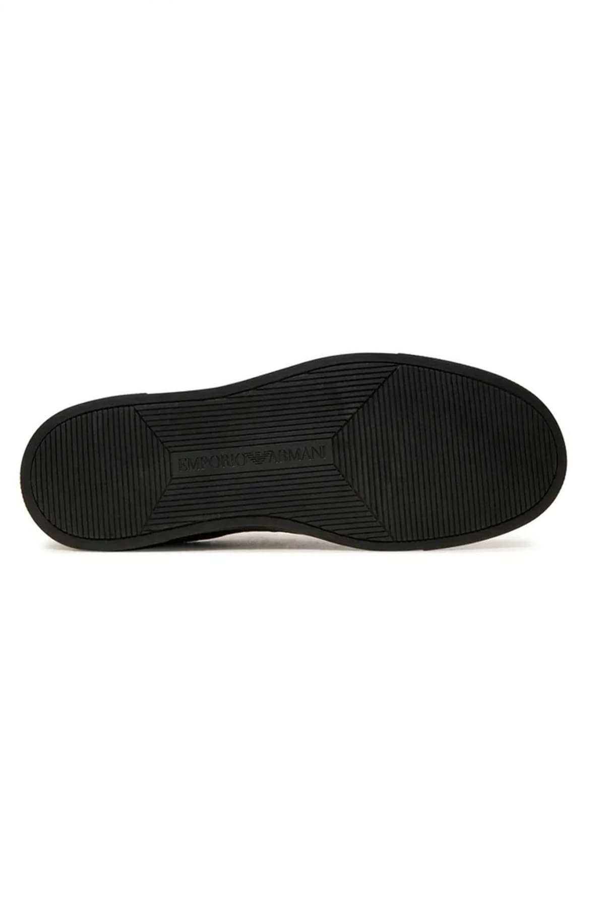 EMPORIO ARMANI ΠΑΠΟΥΤΣΙΑ SNEAKERS ALL OVER LOGO ΜΑΥΡΟ