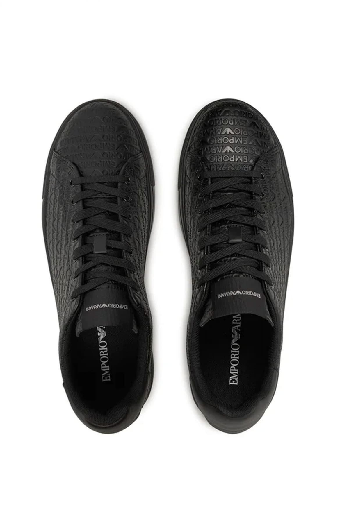 EMPORIO ARMANI ΠΑΠΟΥΤΣΙΑ SNEAKERS ALL OVER LOGO ΜΑΥΡΟ