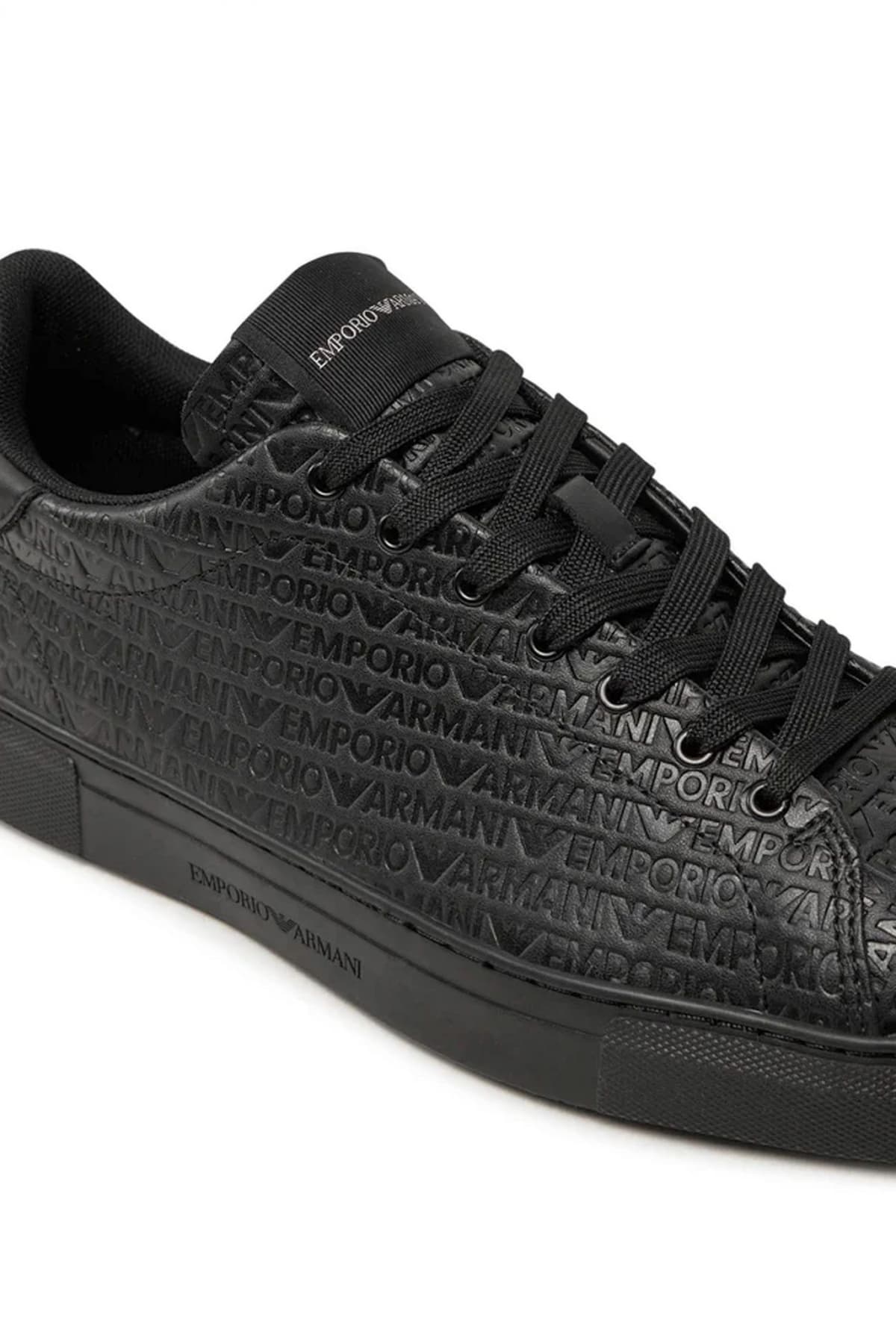 EMPORIO ARMANI ΠΑΠΟΥΤΣΙΑ SNEAKERS ALL OVER LOGO ΜΑΥΡΟ