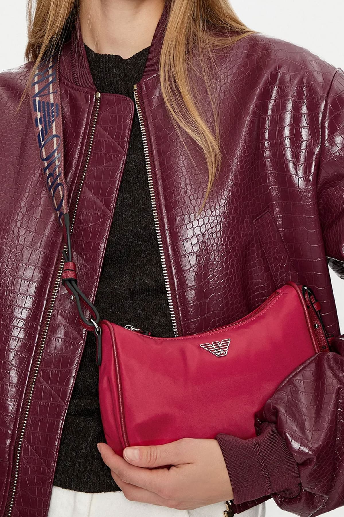 EMPORIO ARMANI ΤΣΑΝΤΑΚΙ CROSSBODY ΙΜΑΝΤΑΣ LOGO ΚΟΚΚΙΝΟ