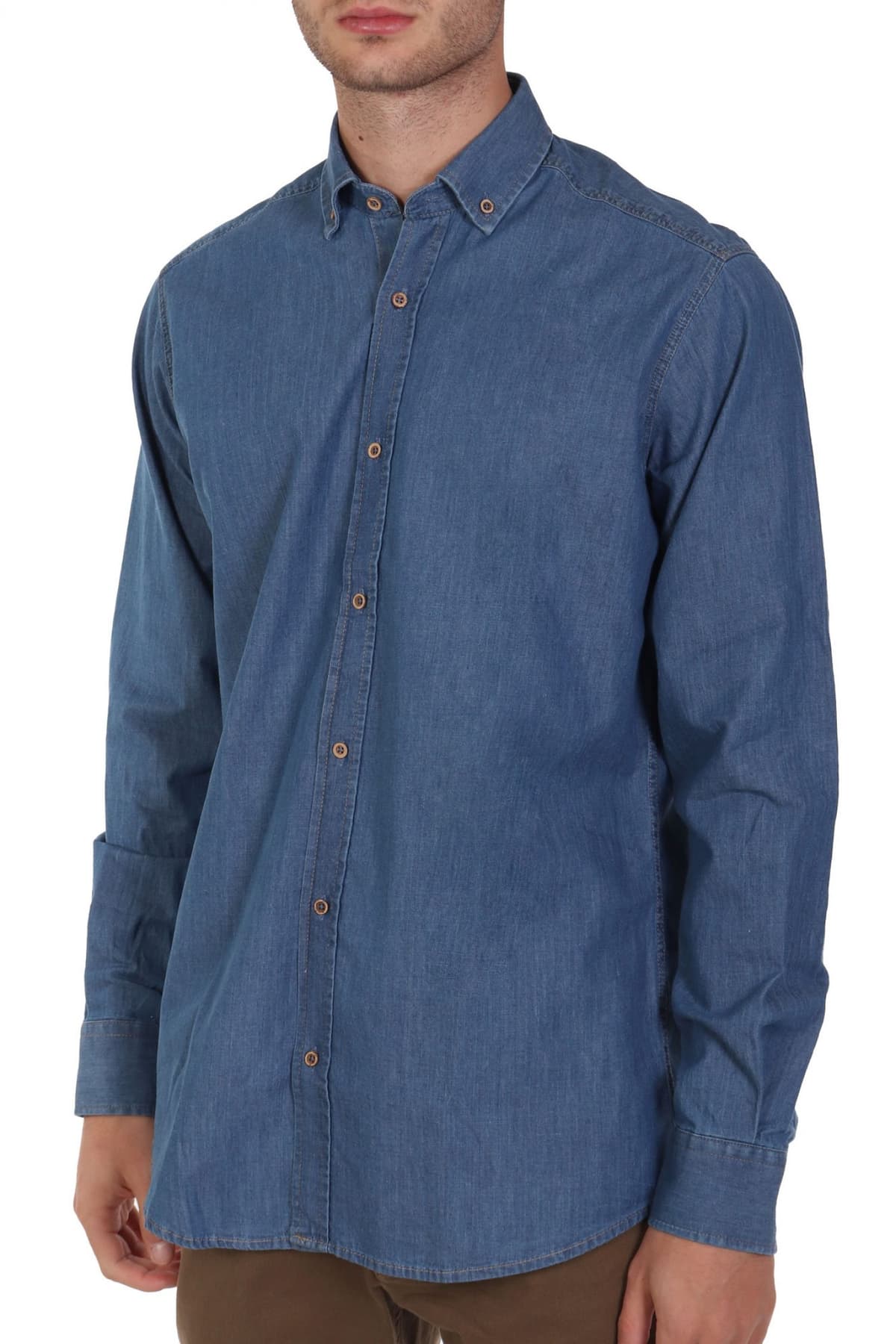 DORS ΠΟΥΚΑΜΙΣΟ BUTTON DOWN DENIM LOGO ΜΠΛΕ