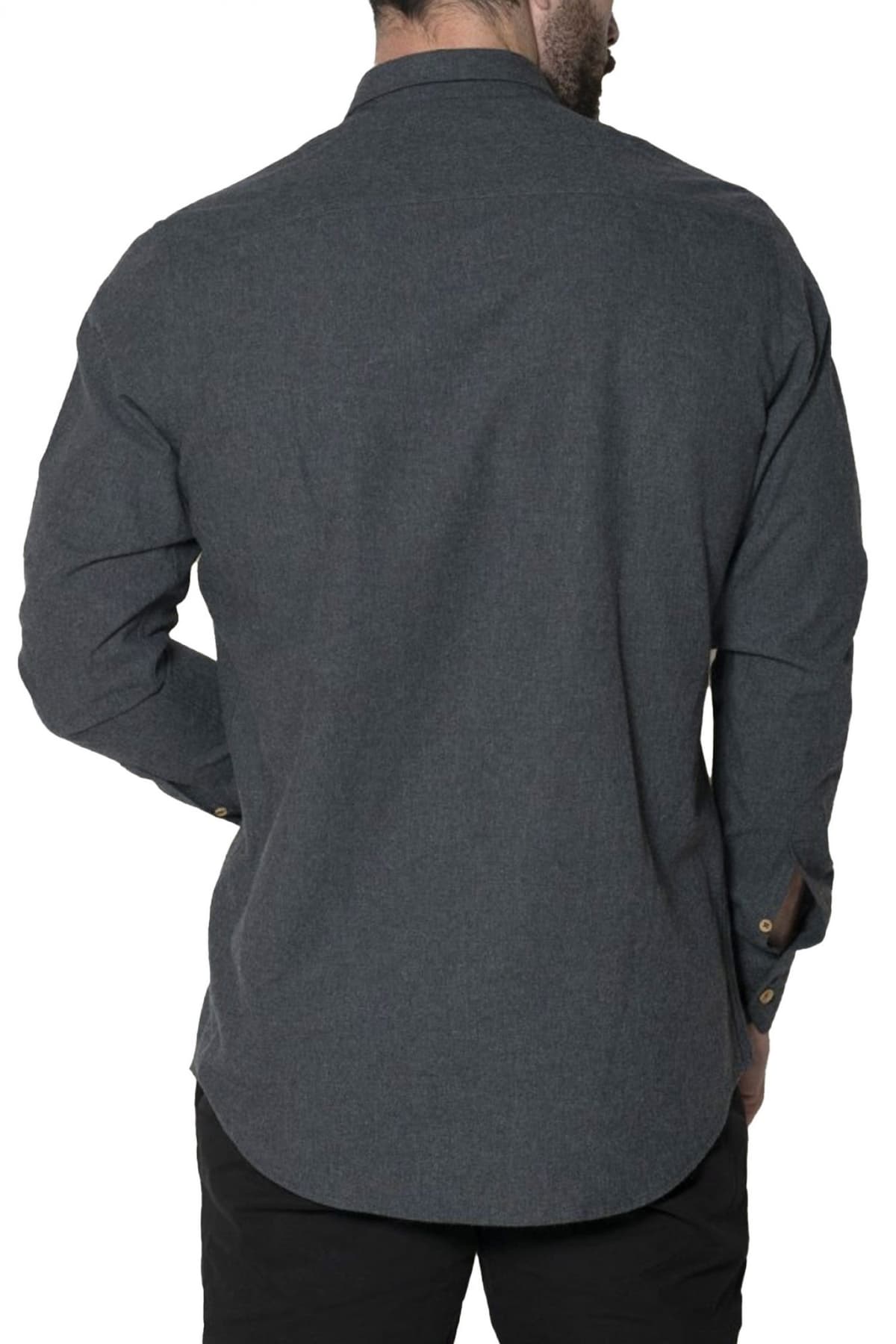 DORS ΠΟΥΚΑΜΙΣΟ BUTTON DOWN FLANNEL LOGO ΣΚΟΥΡΟ ΓΚΡΙ