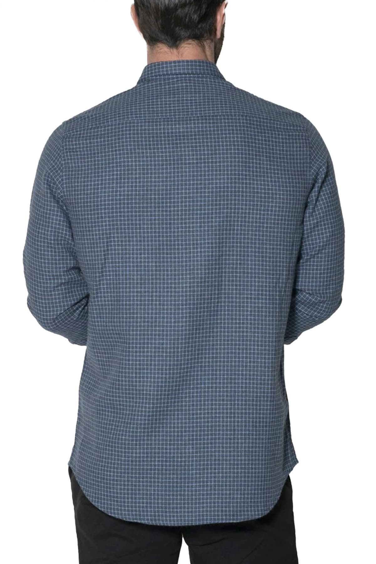 DORS ΠΟΥΚΑΜΙΣΟ BUTTON DOWN FLANNEL ΚΑΡΩ LOGO ΜΠΛΕ