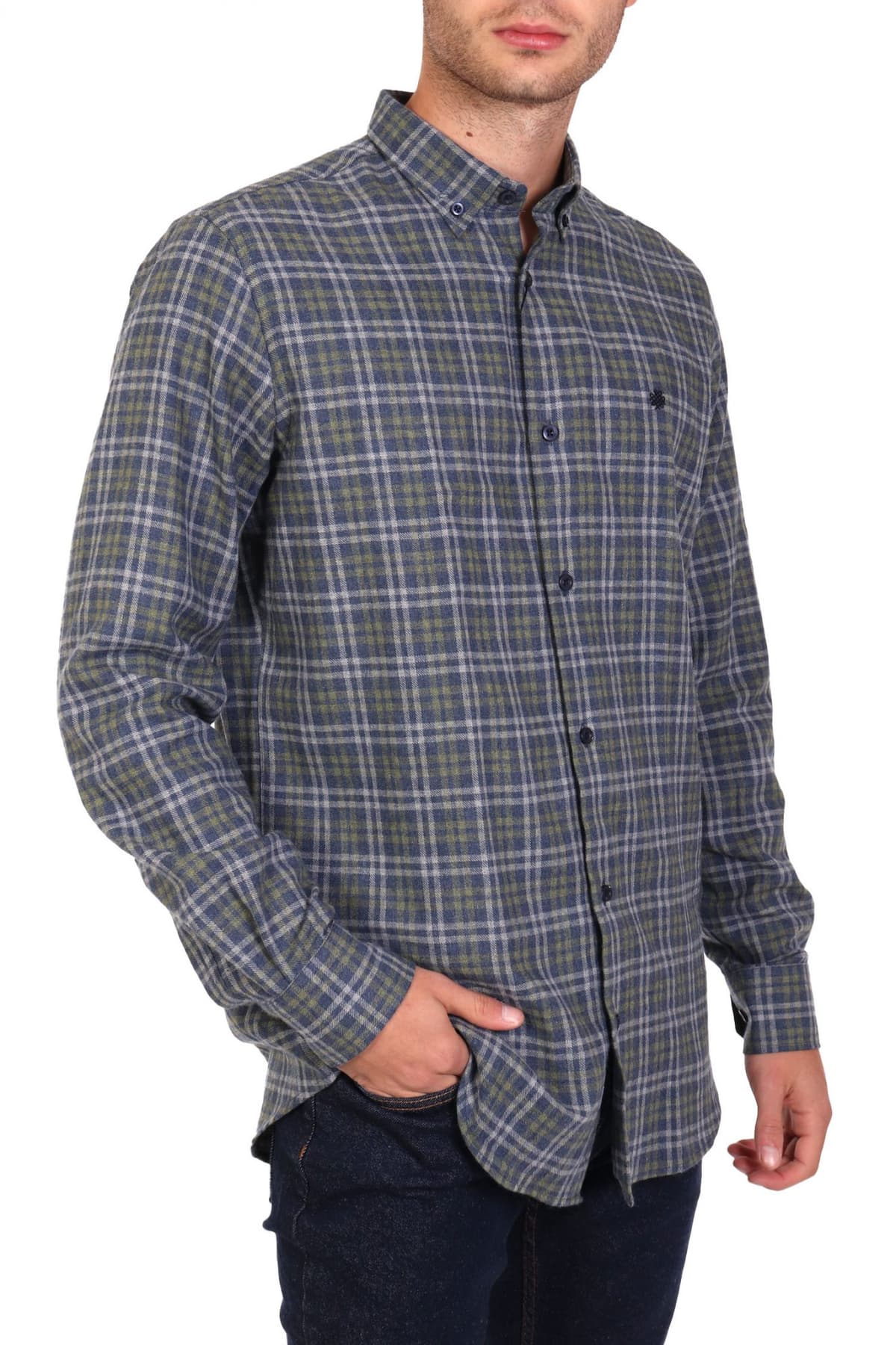 DORS ΠΟΥΚΑΜΙΣΟ BUTTON DOWN ΚΑΡΩ ΜΠΛΕ-ΛΑΔΙ