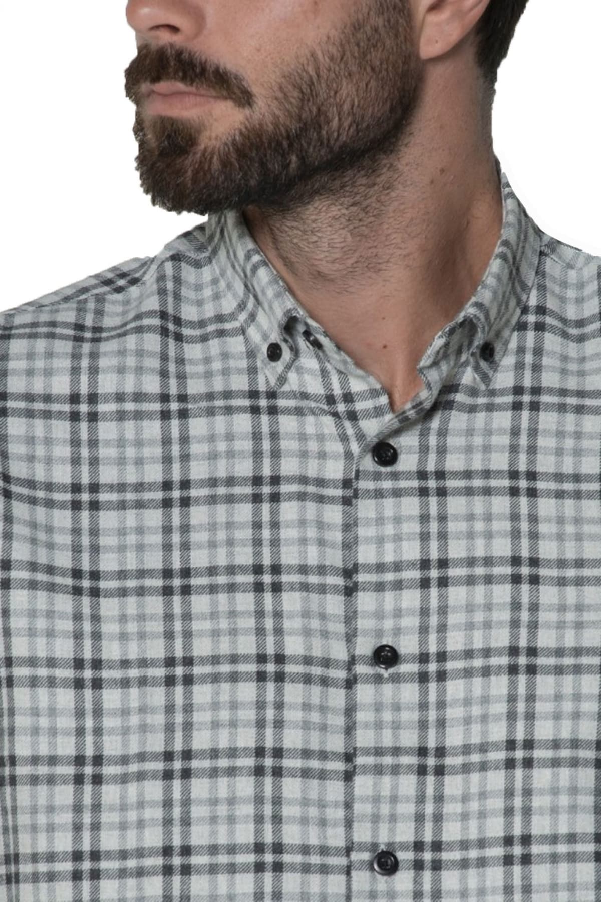 DORS ΠΟΥΚΑΜΙΣΟ BUTTON DOWN ΚΑΡΩ LOGO ΓΚΡΙ-ΜΑΥΡΟ