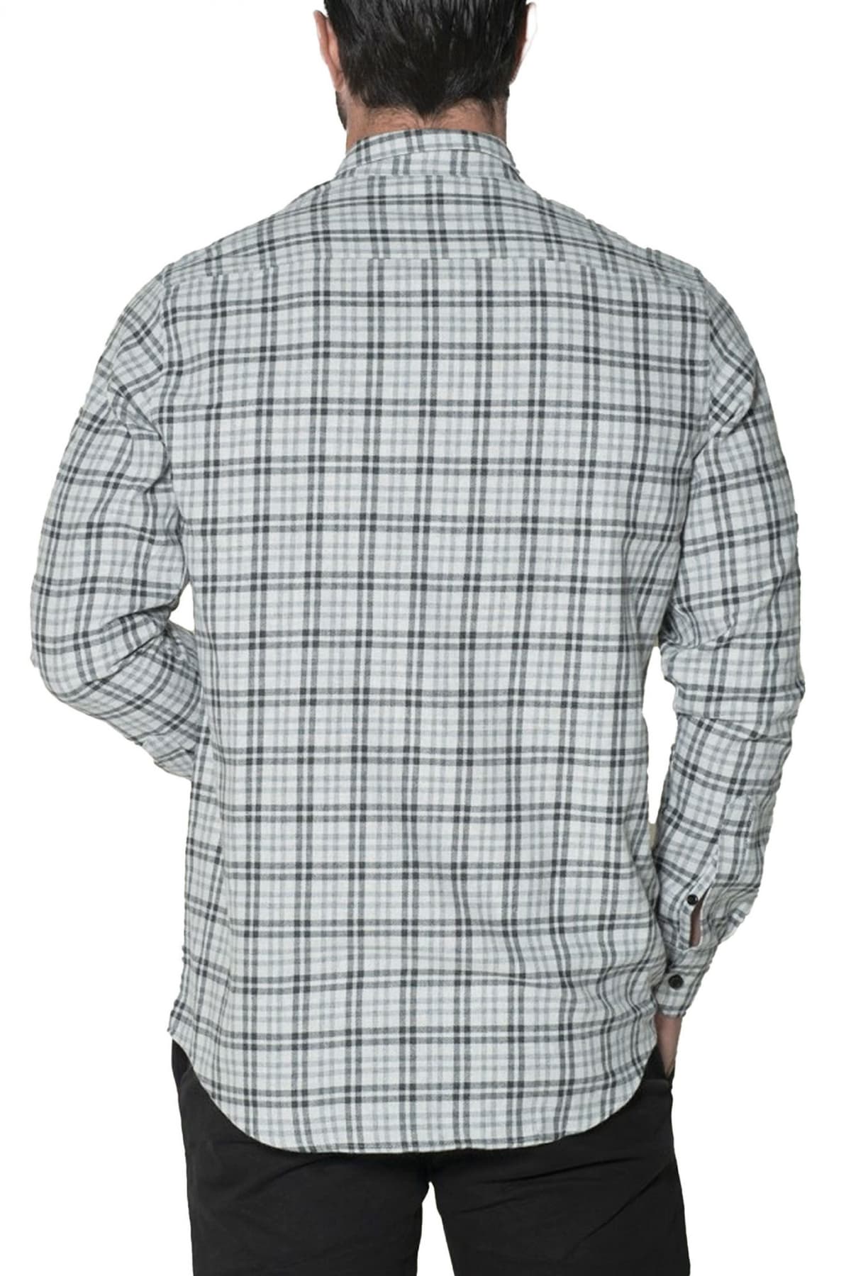 DORS ΠΟΥΚΑΜΙΣΟ BUTTON DOWN ΚΑΡΩ LOGO ΓΚΡΙ-ΜΑΥΡΟ