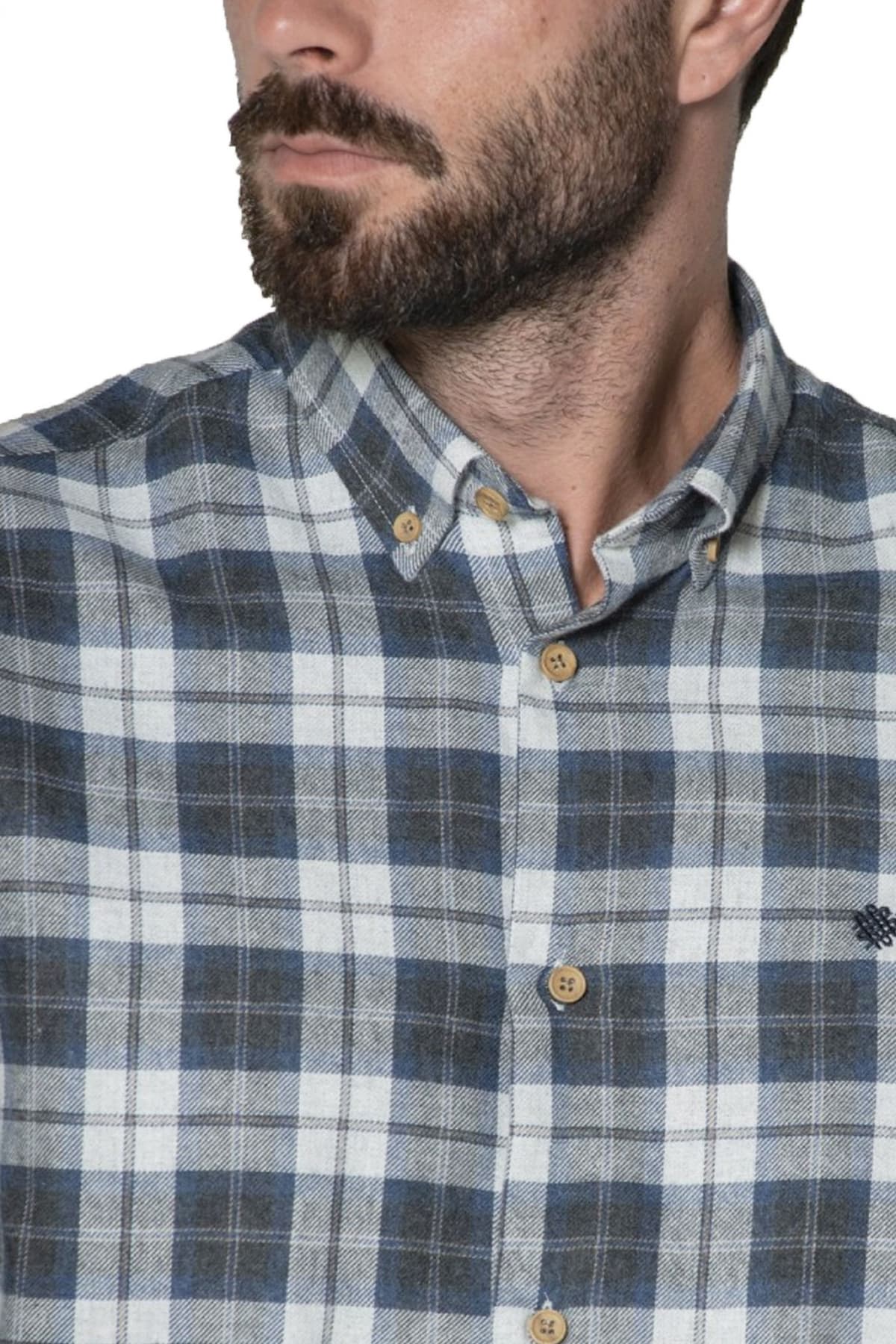 DORS ΠΟΥΚΑΜΙΣΟ BUTTON DOWN FLANNEL ΚΑΡΩ ΜΠΛΕ-ΓΚΡΙ