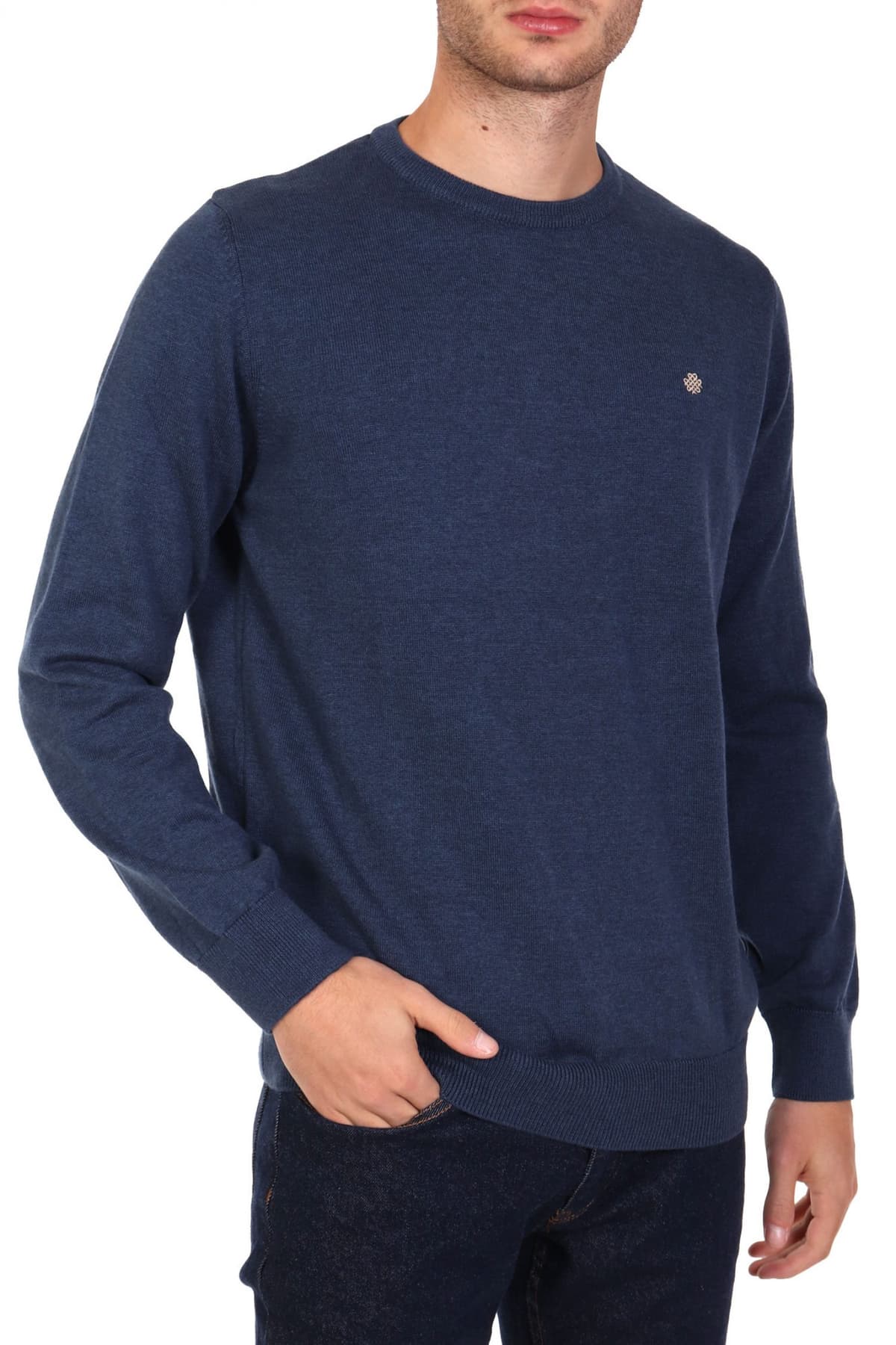 DORS ΠΛΕΚΤΟ CREWNECK LOGO ΡΑΦ ΜΠΛΕ