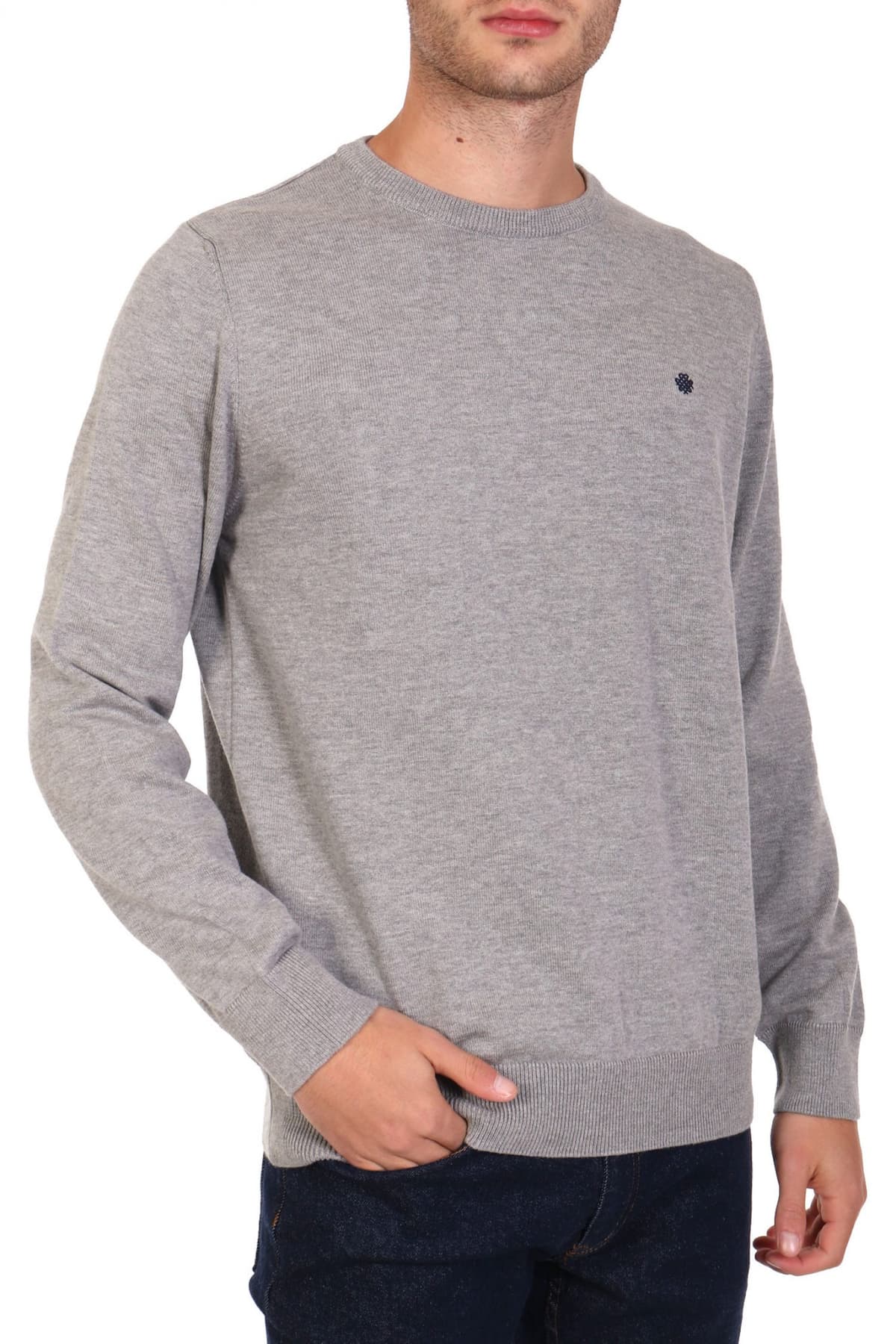 DORS ΠΛΕΚΤΟ CREWNECK LOGO ΑΧΟΙΧΤΟ ΓΚΡΙ