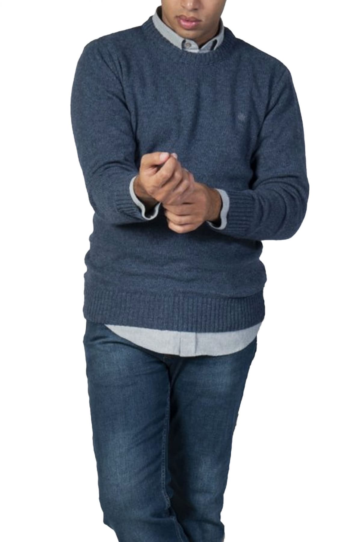 DORS ΠΛΕΚΤΟ CREWNECK LOGO ΡΑΦ ΜΠΛΕ