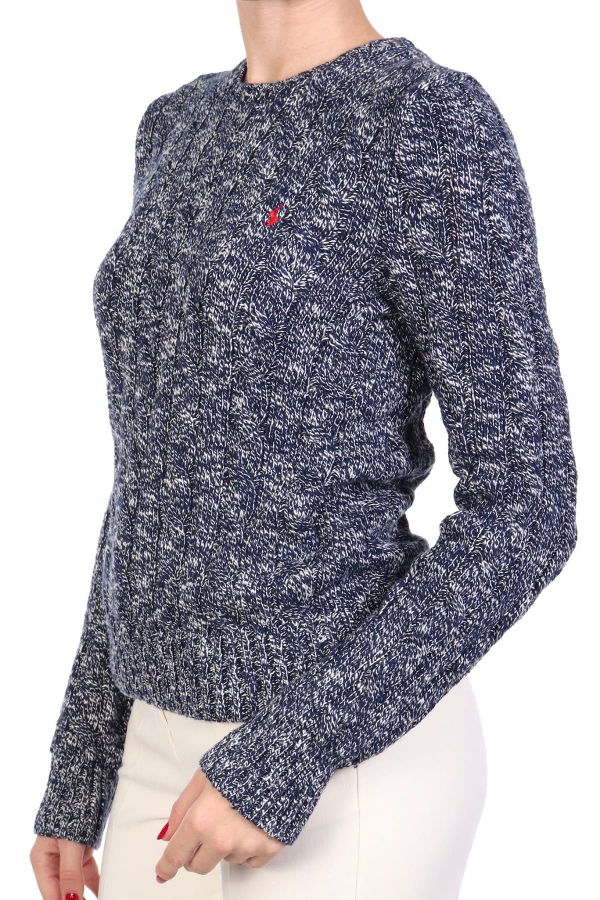 RALPH LAUREN ΠΛΕΚΤΟ CREW NECK CABLE ΜΕΛΑΝΖΕ ΜΠΛΕ