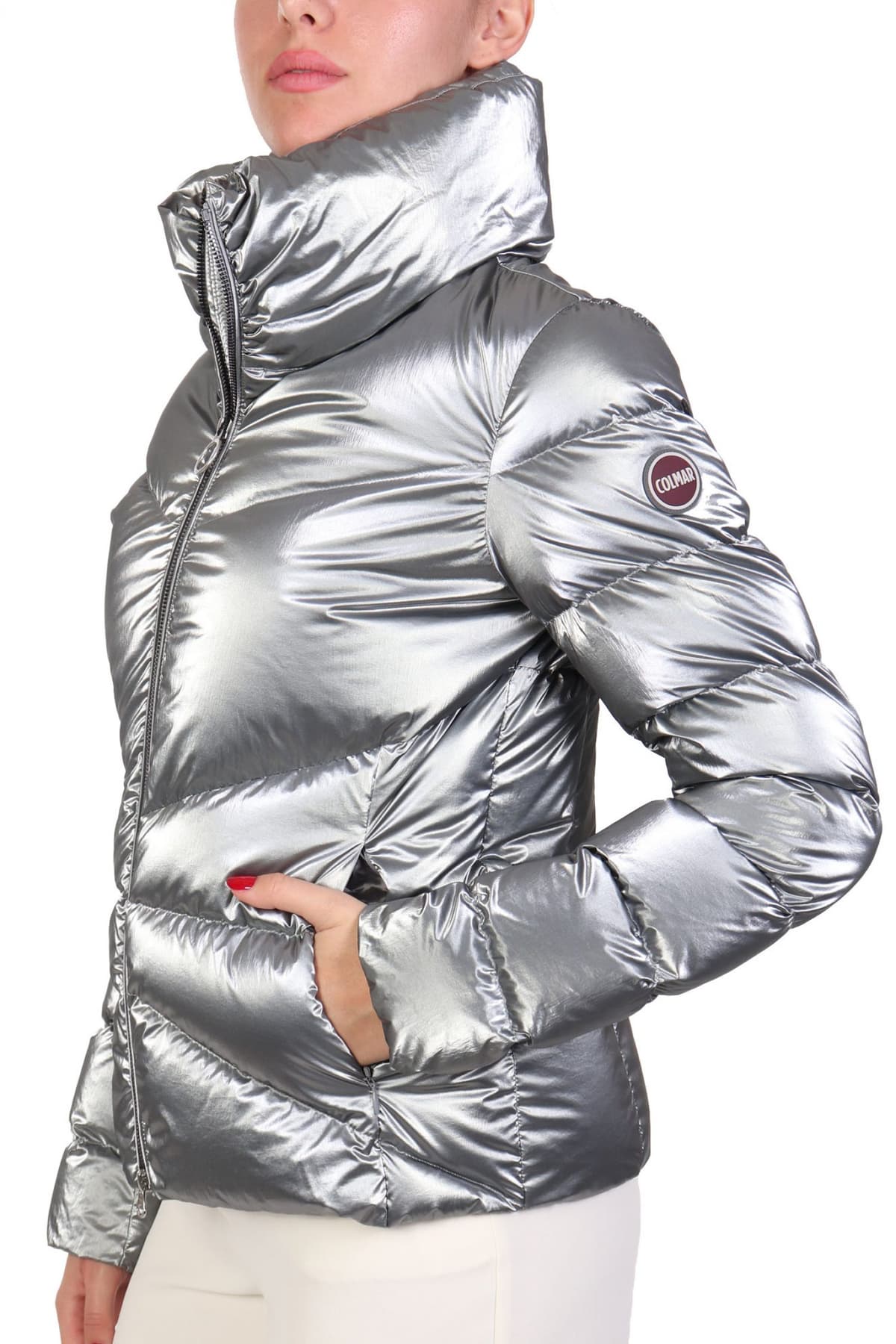 COLMAR ΜΠΟΥΦΑΝ DOWN JACKET HIGH NECK ΚΑΠΙΤΟΝΕ ΜΕΤΑΛΛΙΚΟ ΣΚΟΥΡΟ ΓΚΡΙ