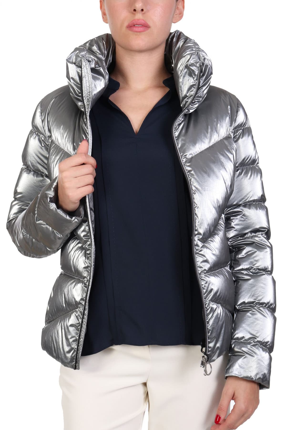 COLMAR ΜΠΟΥΦΑΝ DOWN JACKET HIGH NECK ΚΑΠΙΤΟΝΕ ΜΕΤΑΛΛΙΚΟ ΣΚΟΥΡΟ ΓΚΡΙ