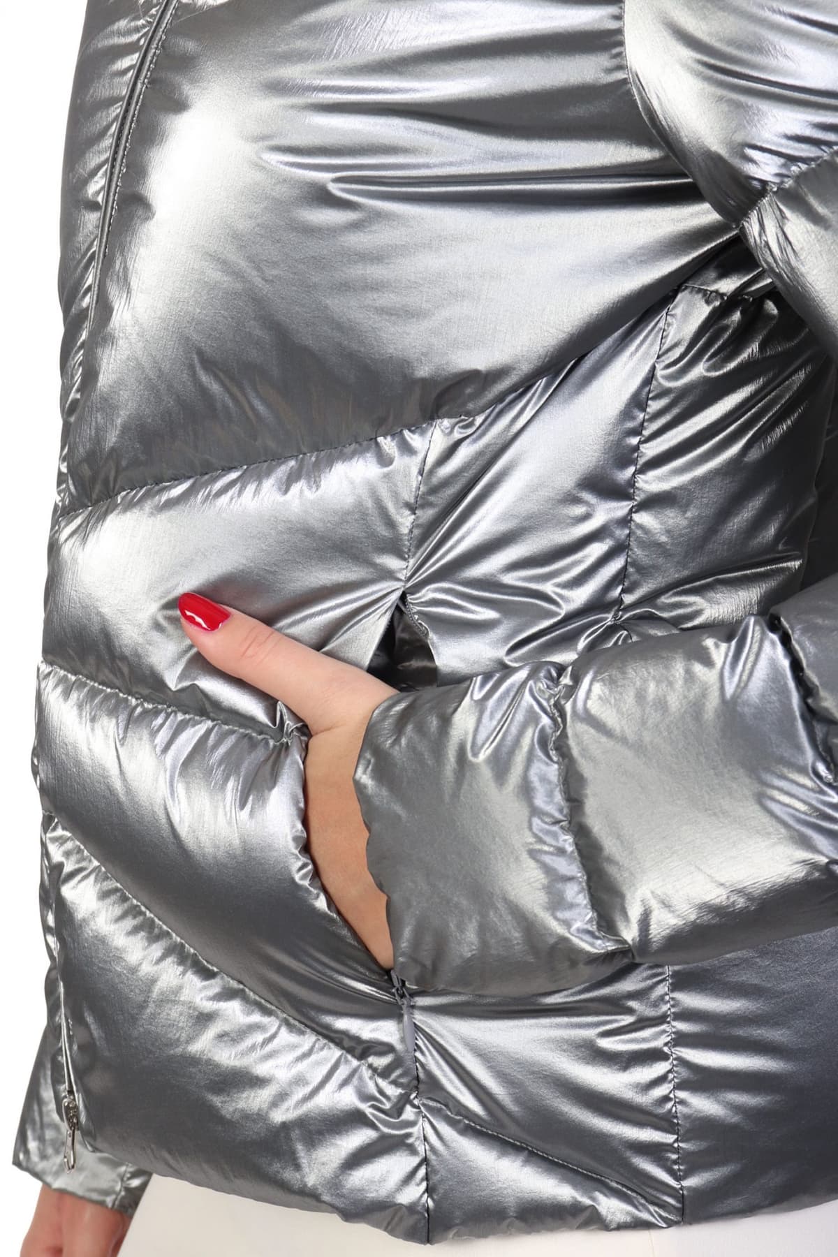 COLMAR ΜΠΟΥΦΑΝ DOWN JACKET HIGH NECK ΚΑΠΙΤΟΝΕ ΜΕΤΑΛΛΙΚΟ ΣΚΟΥΡΟ ΓΚΡΙ