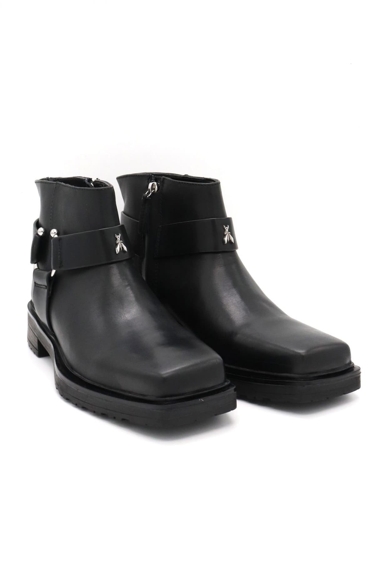 PATRIZIA PEPE ΠΑΠΟΥΤΣΙΑ ΜΠΟΤΑΚΙΑ ΦΕΡΜΟΥΑΡ LOGO ΜΑΥΡΟ