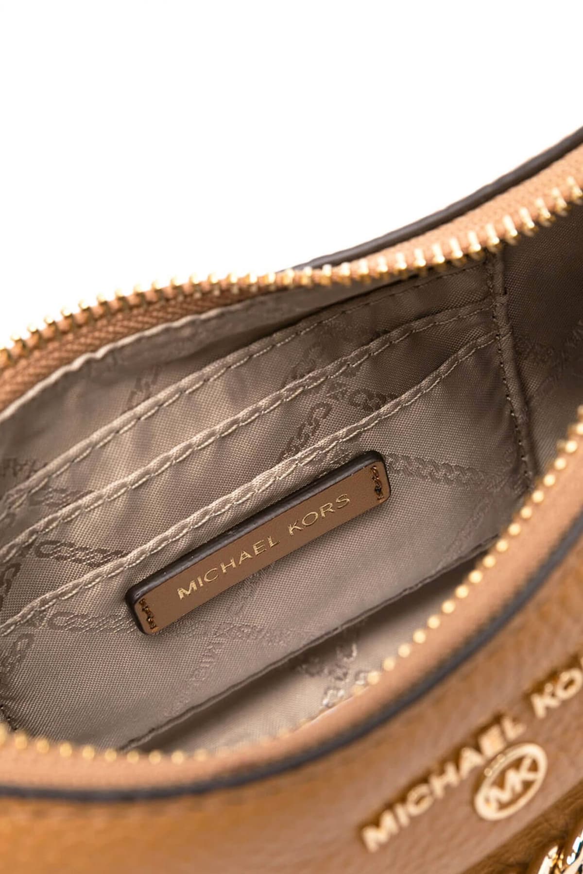 MICHAEL KORS ΤΣΑΝΤΑKI ΧΕΙΡΟΣ JET SET CHARM METAΛΛΙΚΟ LOGO ΤΑΜΠΑ