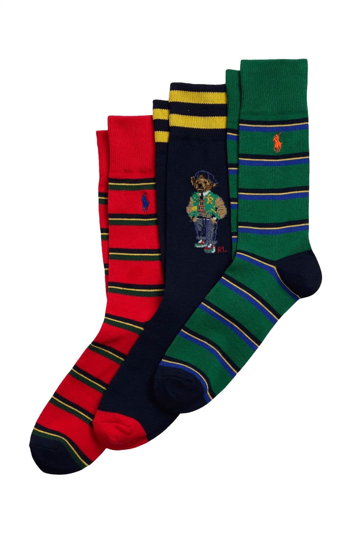 RALPH LAUREN ΚΑΛΤΣΕΣ 3 PAIRS MULTI HERITAGE BEAR GIFT BOX ΠΡΑΣΙΝΟ-ΜΠΛΕ-ΚΟΚΚΙΝΟ