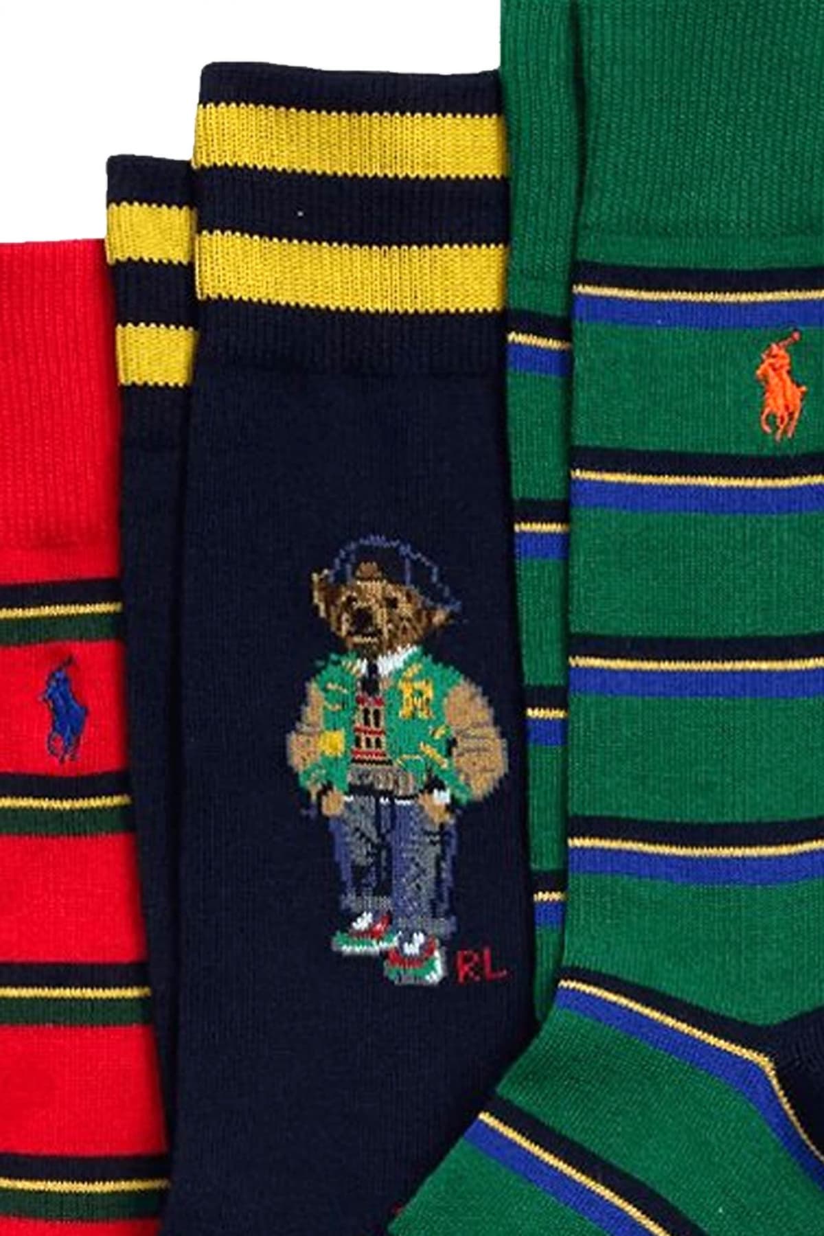 RALPH LAUREN ΚΑΛΤΣΕΣ 3 PAIRS MULTI HERITAGE BEAR GIFT BOX ΠΡΑΣΙΝΟ-ΜΠΛΕ-ΚΟΚΚΙΝΟ