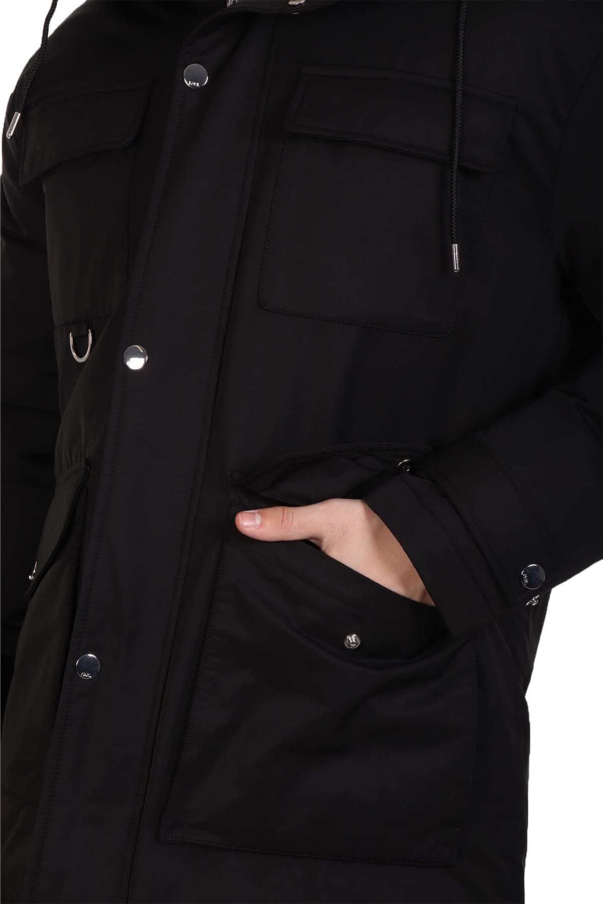 KARL LAGERFELD ΜΠΟΥΦΑΝ HOODED PARKA ΜΑΥΡΟ