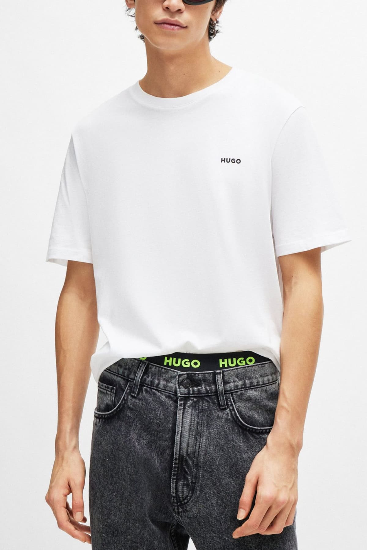 HUGO T-SHIRT DERO222 LOGO ΛΕΥΚΟ