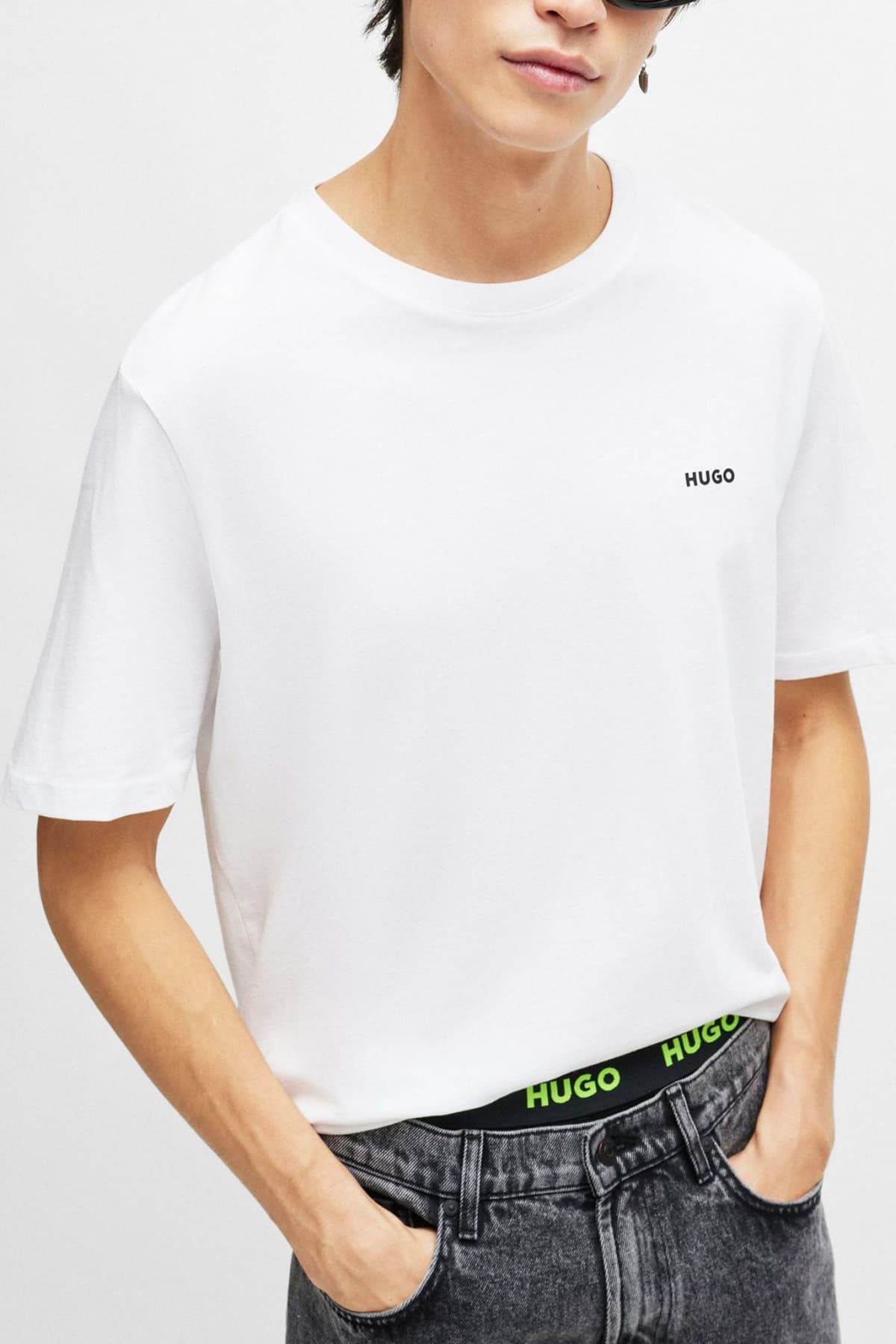HUGO T-SHIRT DERO222 LOGO ΛΕΥΚΟ