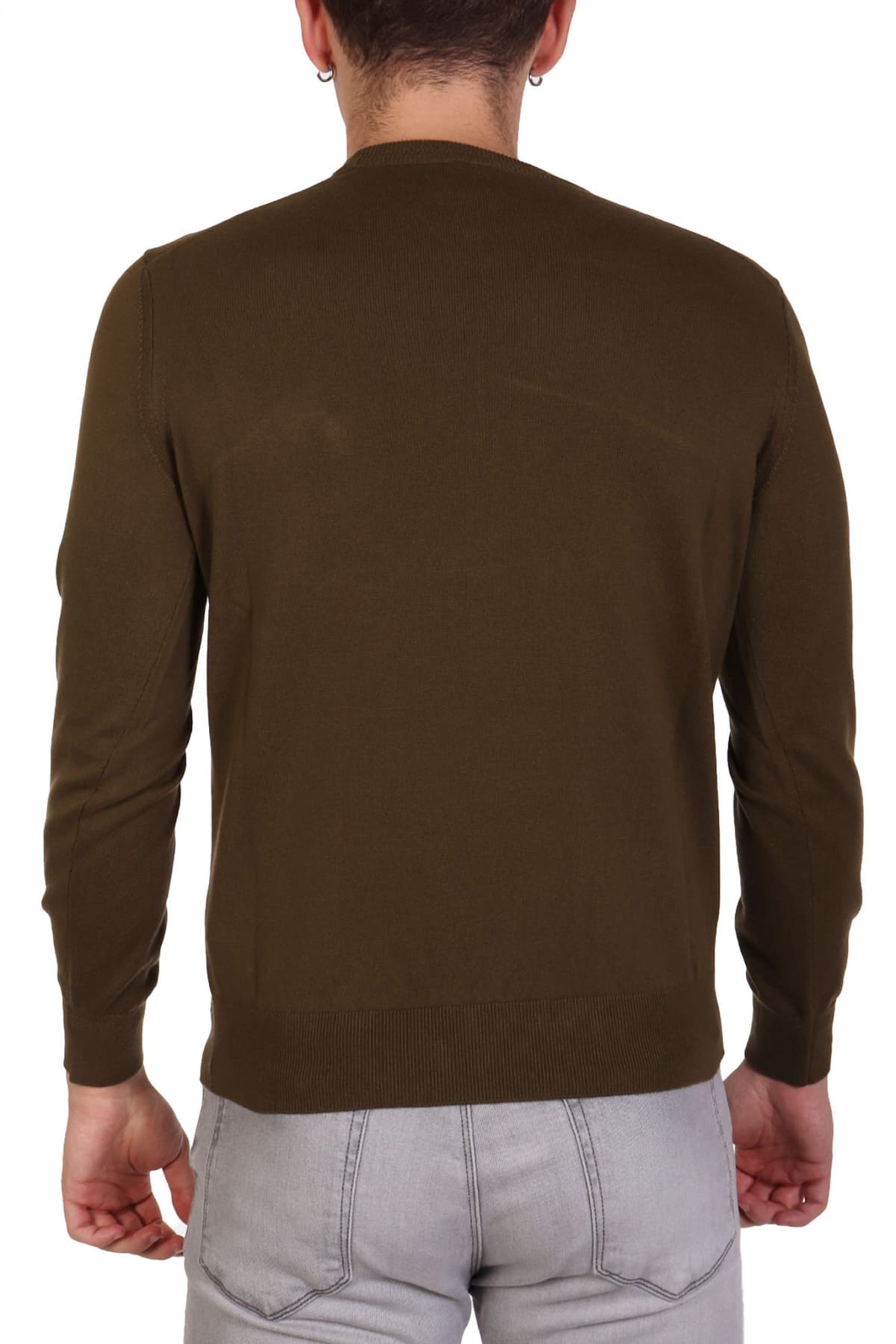 BOSS CASUAL ΠΛΕΚΤΟ ROUND NECK KANOVANO ΧΑΚΙ