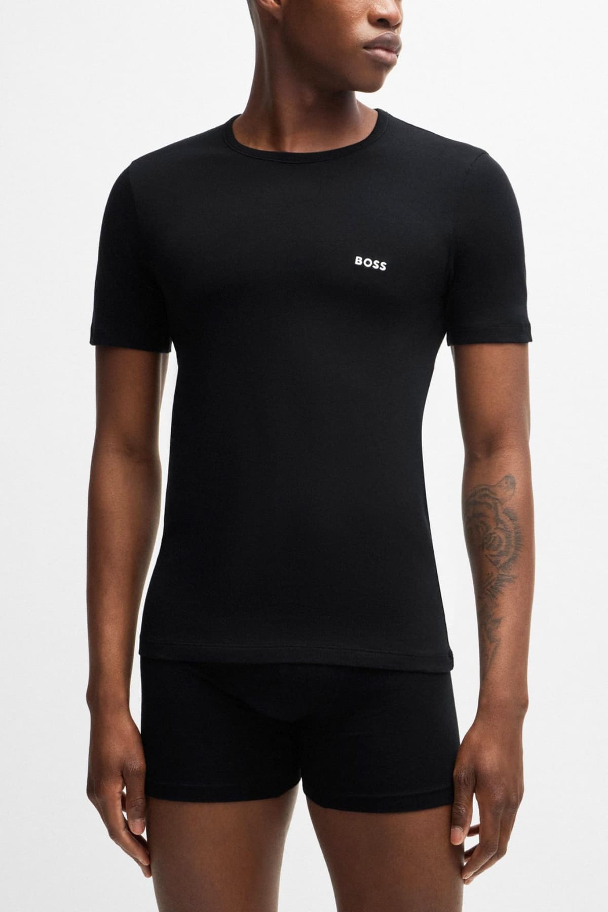 BOSS ΕΣΩΡΟΥΧΟ 3P T-SHIRT CREW NECK REGULAR FIT TSHIRTRN CLASSIC ΜΑΥΡΟ-ΦΥΣΤΙΚΙ