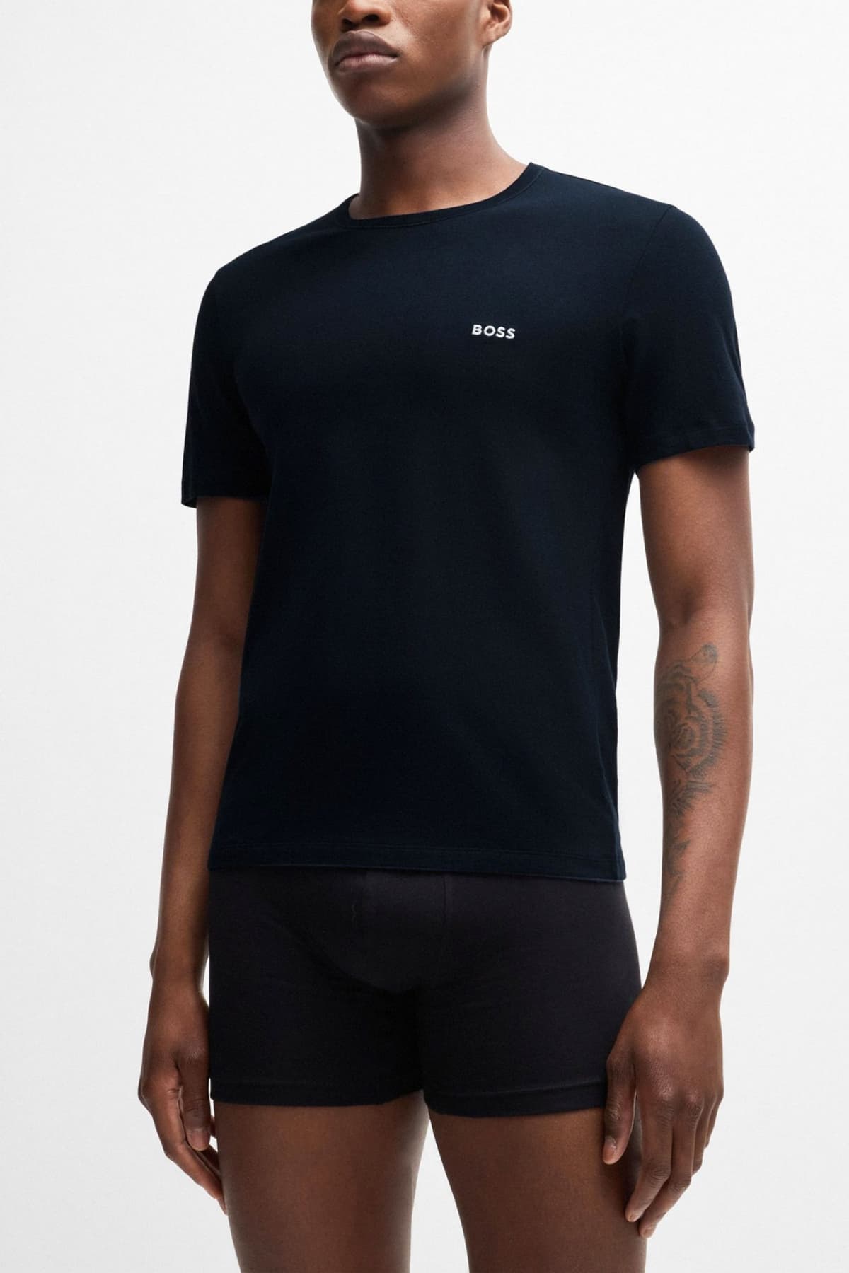 BOSS ΕΣΩΡΟΥΧΟ 3P T-SHIRT CREW NECK REGULAR FIT TSHIRTRN CLASSIC ΜΑΥΡΟ-ΦΥΣΤΙΚΙ