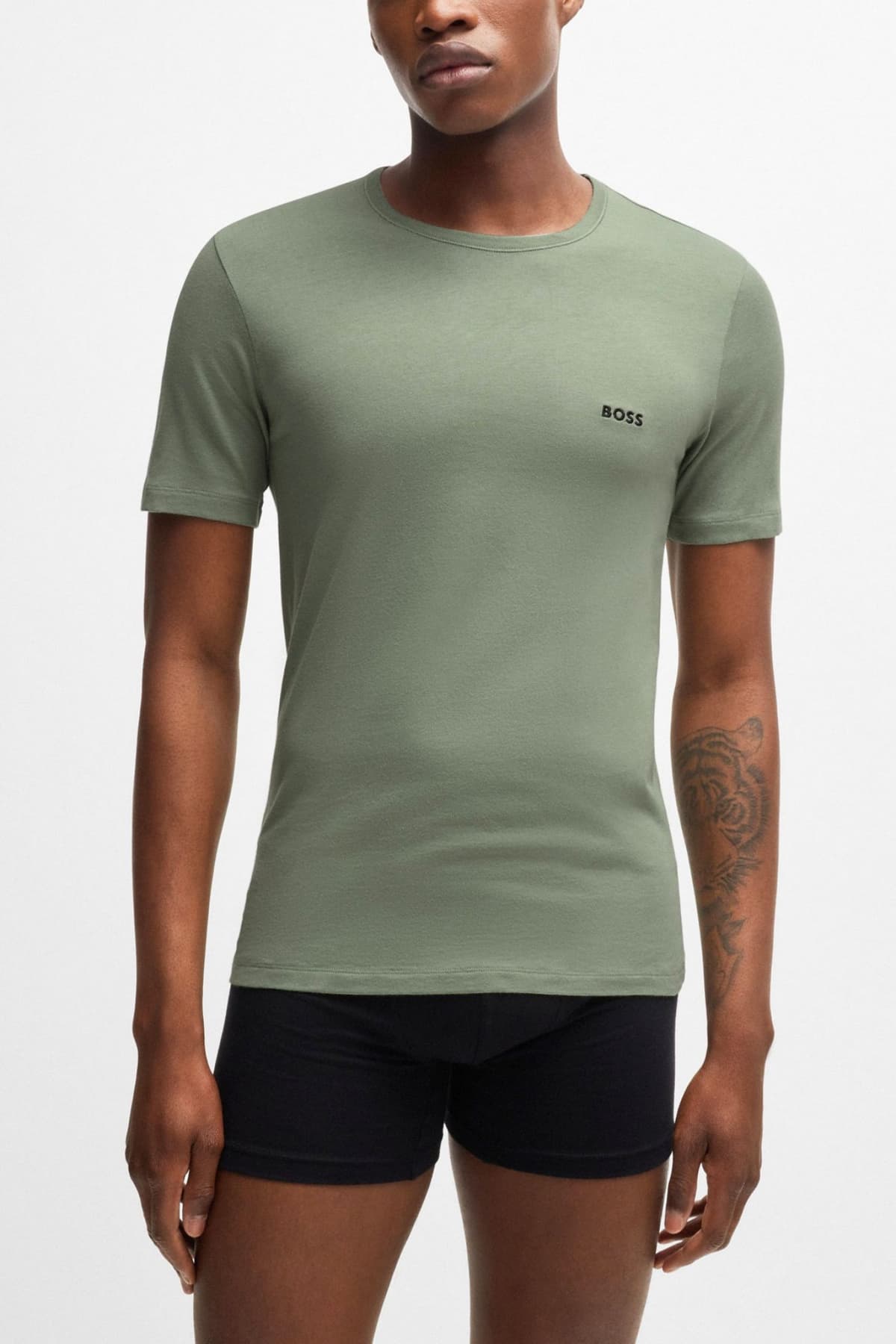 BOSS ΕΣΩΡΟΥΧΟ 3P T-SHIRT CREW NECK REGULAR FIT TSHIRTRN CLASSIC ΜΑΥΡΟ-ΦΥΣΤΙΚΙ