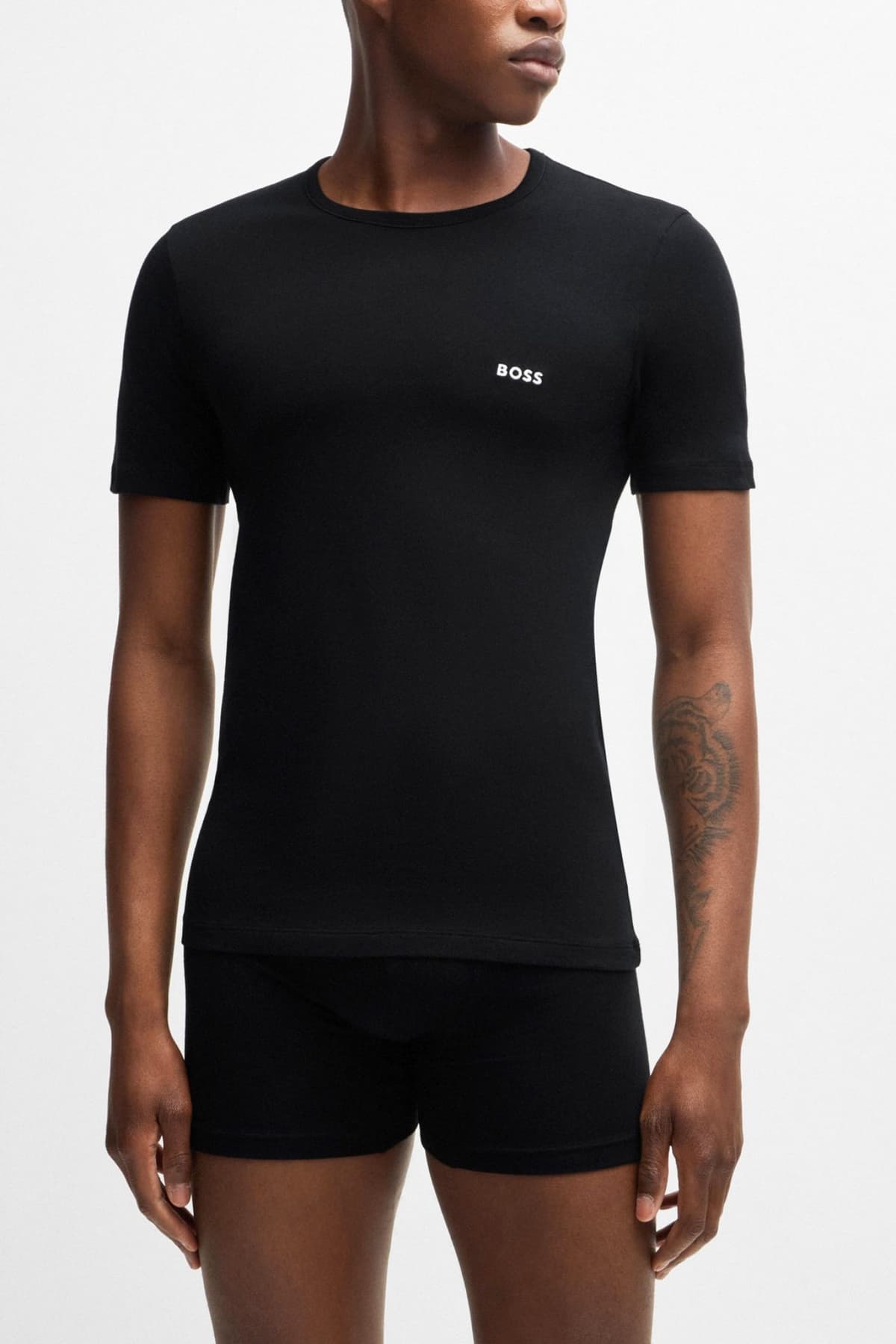 BOSS ΕΣΩΡΟΥΧΟ 3P T-SHIRT CREW NECK REGULAR FIT TSHIRTRN CLASSIC ΜΑΥΡΟ-ΦΥΣΤΙΚΙ