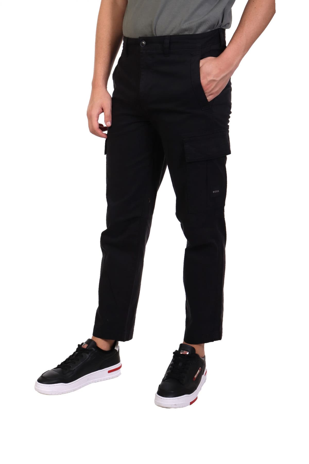 BOSS CASUAL ΠΑΝΤΕΛΟΝΙ CARGO TAPERED FIT SISLA-7-CARGO ΜΑΥΡΟ