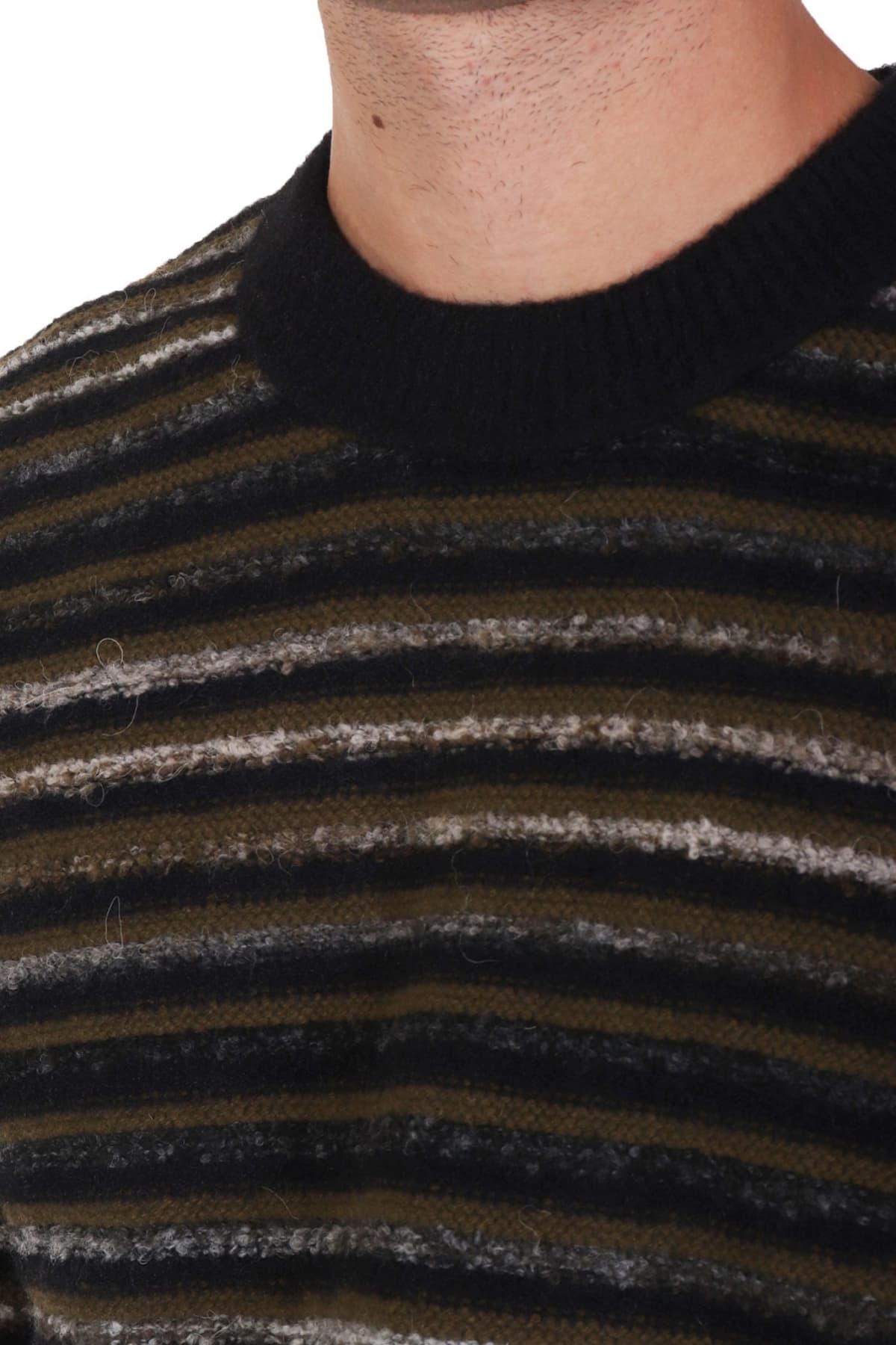 BOSS CASUAL ΠΛΕΚΤΟ CREW NECK ΡΙΓΕ ATUM ΜΑΥΡΟ