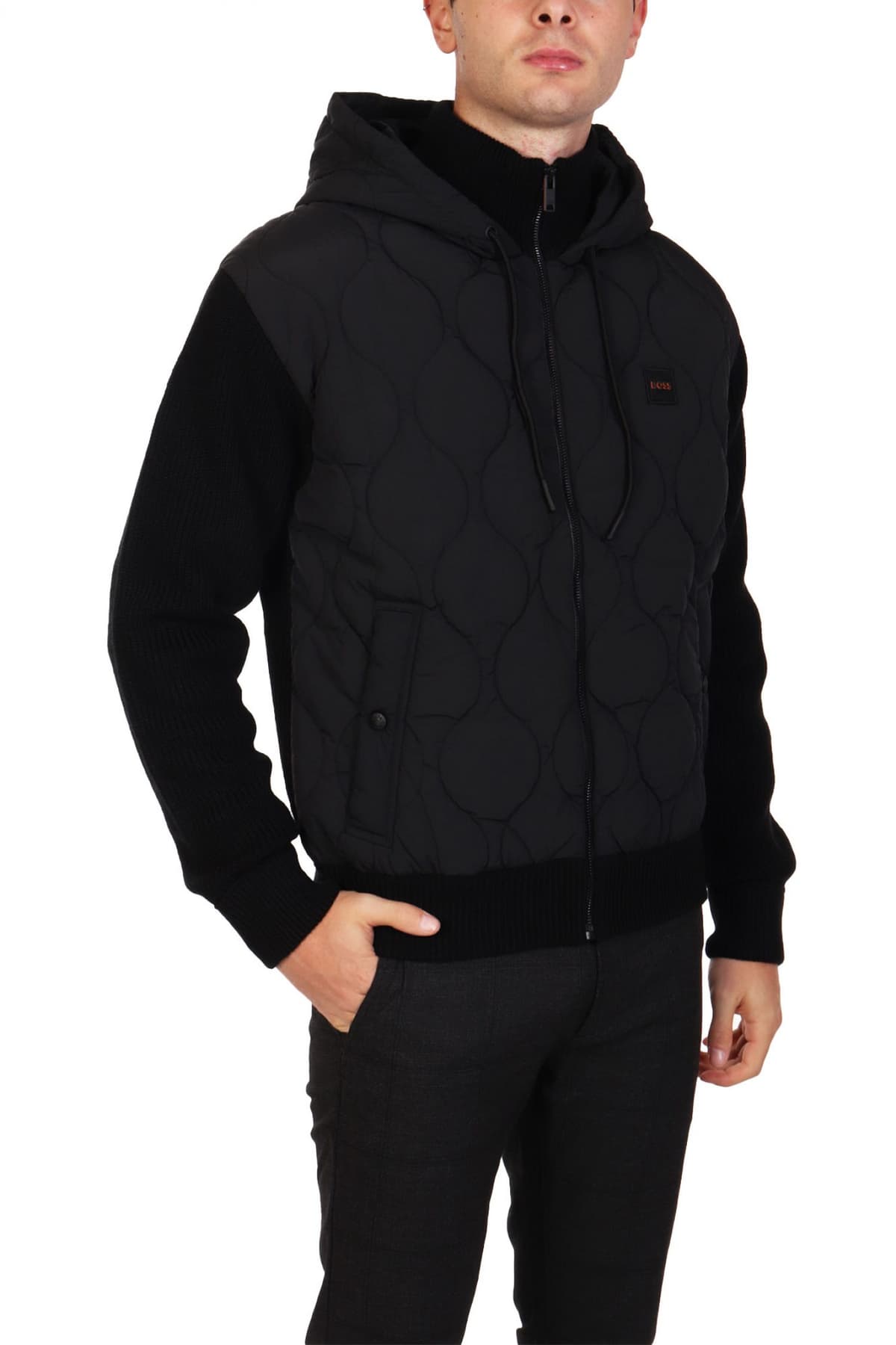 BOSS CASUAL ΜΠΟΥΦΑΝΟΖΑΚΕΤΑ HOODIE KEMINI ΜΑΥΡΟ