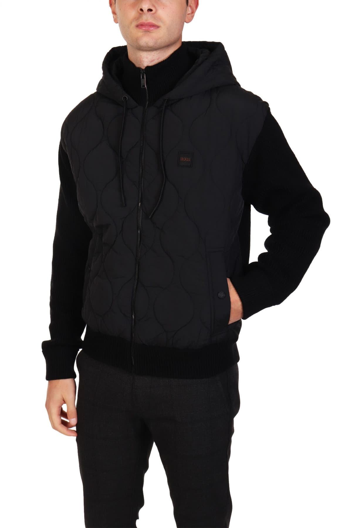 BOSS CASUAL ΜΠΟΥΦΑΝΟΖΑΚΕΤΑ HOODIE KEMINI ΜΑΥΡΟ